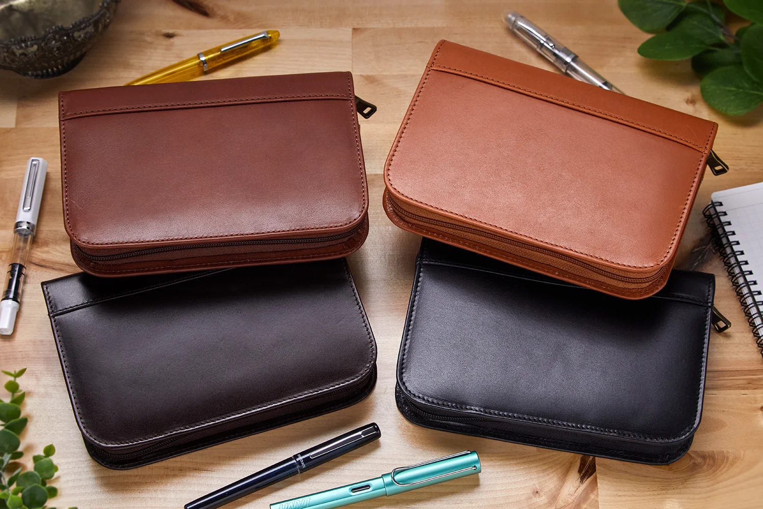 Aston Leather 10 Slot Pen Case - Cognac - Image 7