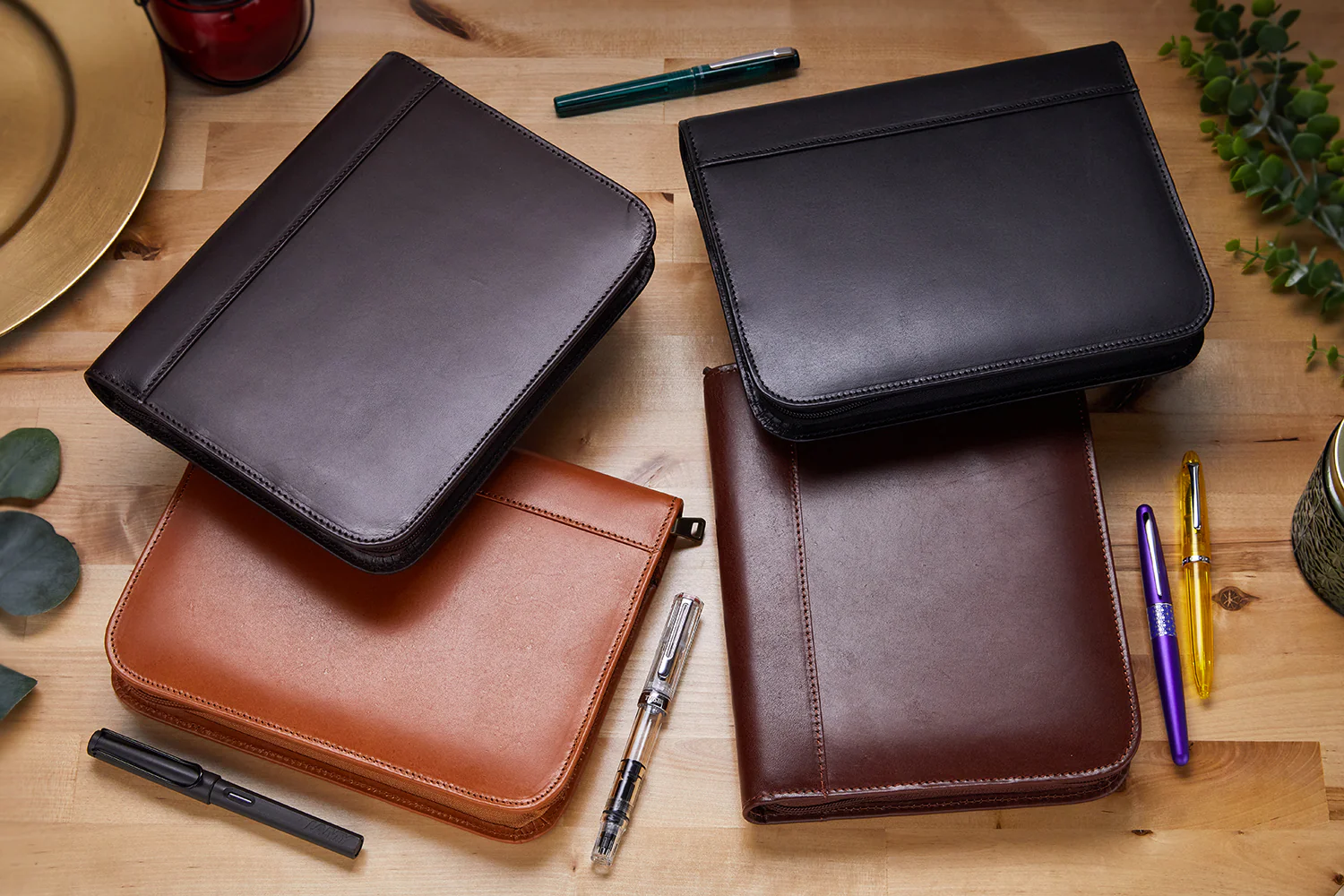 Aston Leather 20 Slot Pen Case - Cognac - Image 6