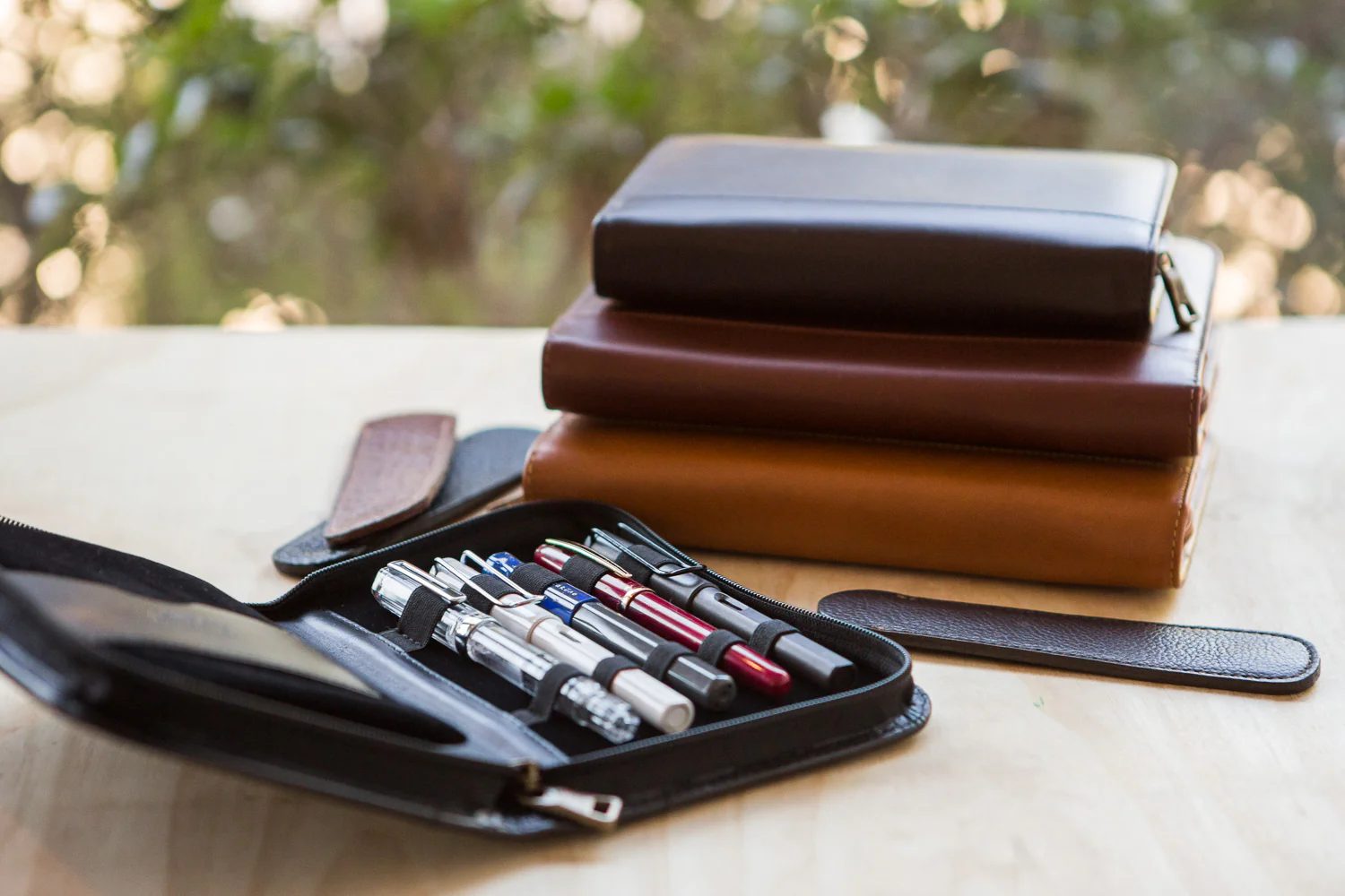 Aston Leather 20 Slot Pen Case - Cognac - Image 7
