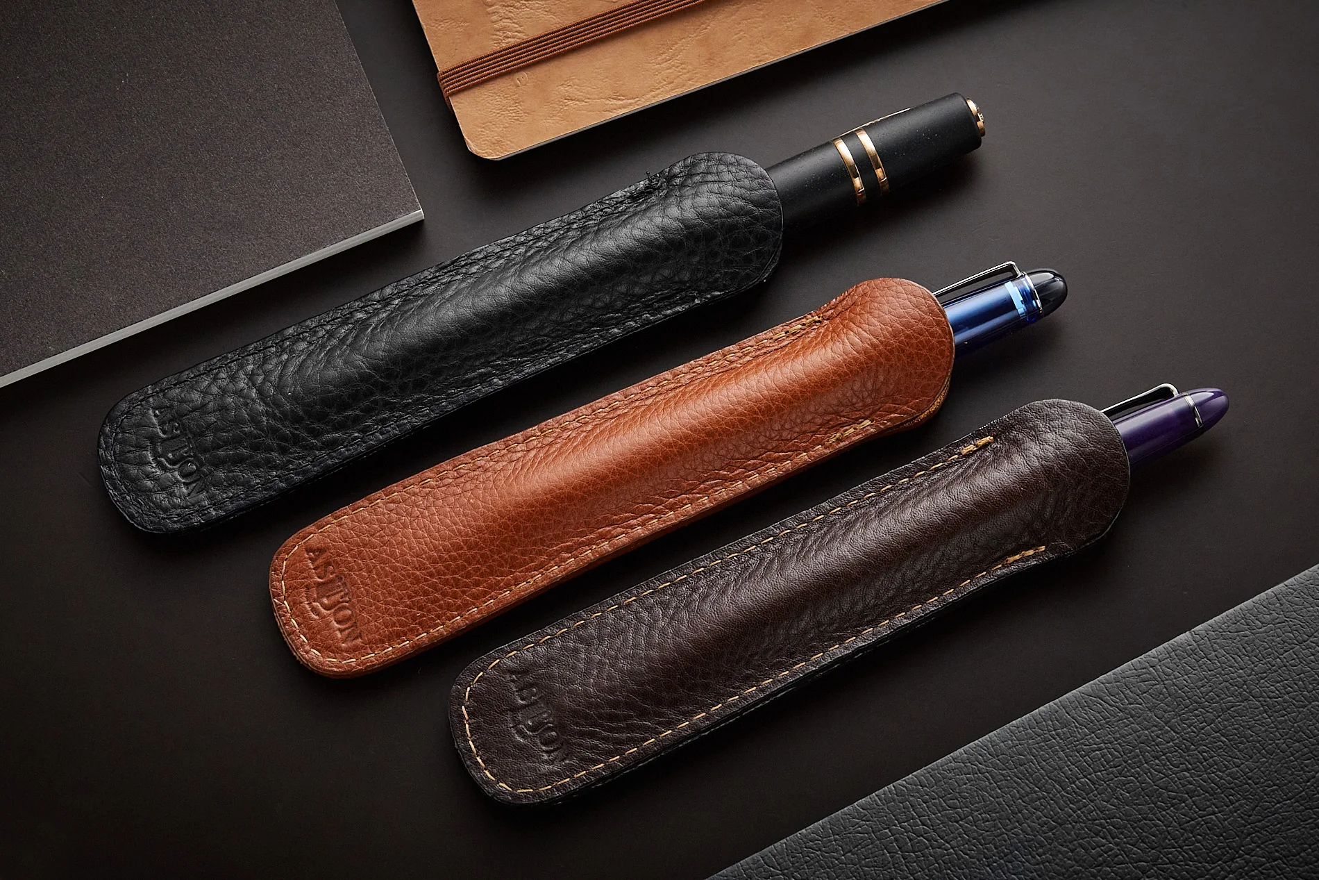 Aston Leather Single Slip Pen Pouch - Tan - Image 4