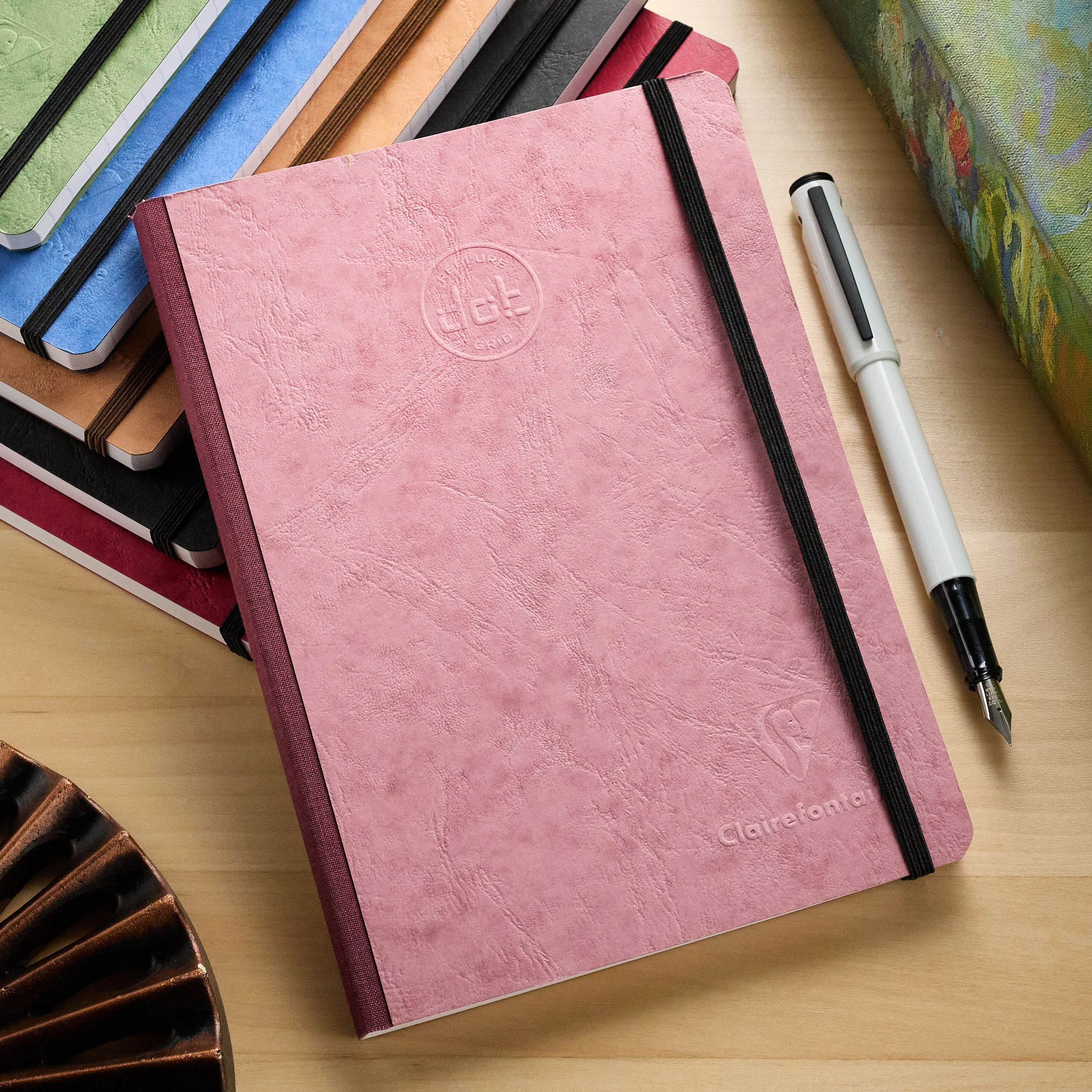 Clairefontaine Basic Clothbound A5 Notebook - Rose, Dot Grid - Image 3