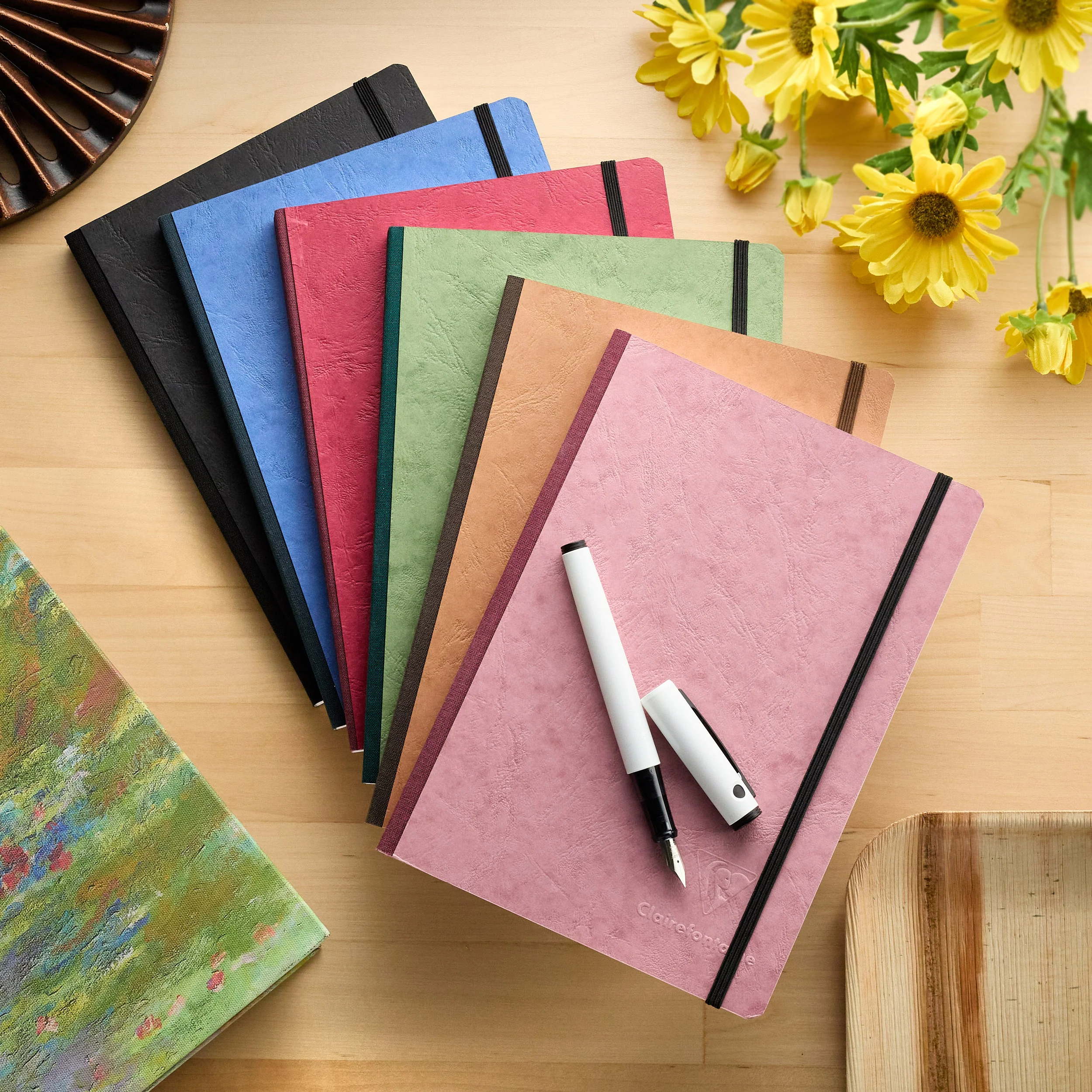 Clairefontaine Basic Clothbound A5 Notebook - Rose, Lined - Image 4