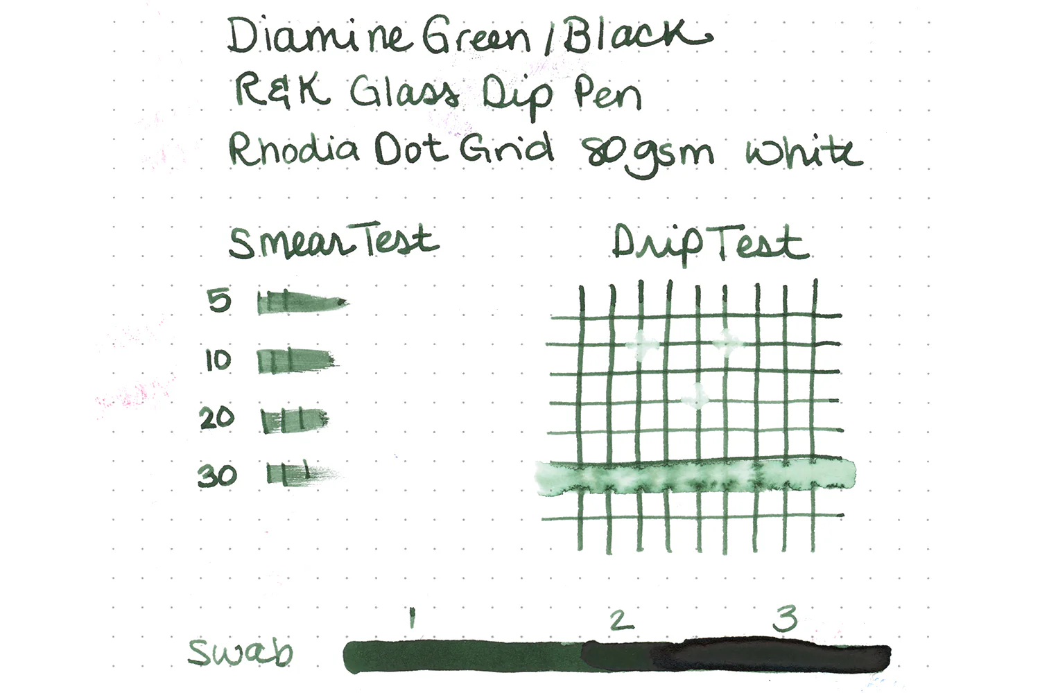 Diamine Green/Black - Ink Sample - Image 2