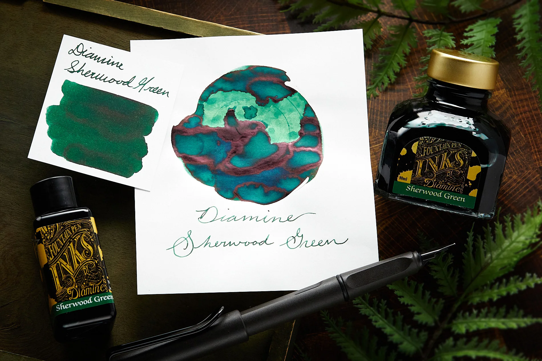 Diamine Sherwood Green - 30ml Bottled Ink - Image 5