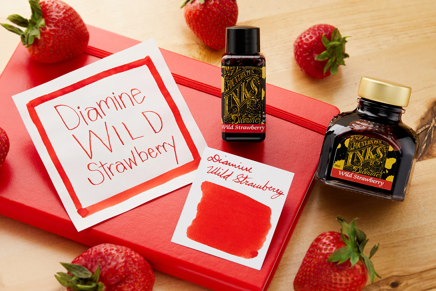 Diamine Wild Strawberry - 80ml Bottled Ink - Image 10