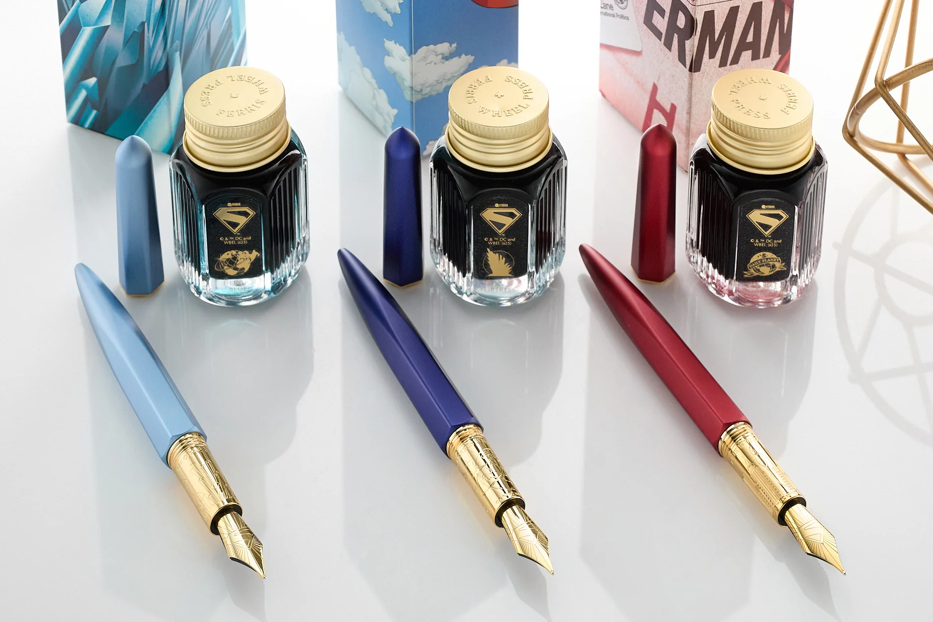 Ferris Wheel Press Superman Edition Marquise Fountain Pen & Ink Set - A View From Above - Image 12