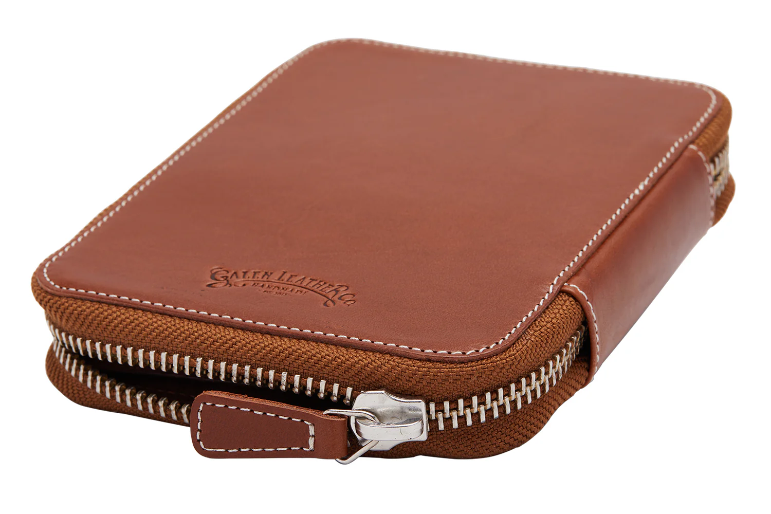 Galen Leather Zippered 10 Slot Pen Case - Brown - Image 2