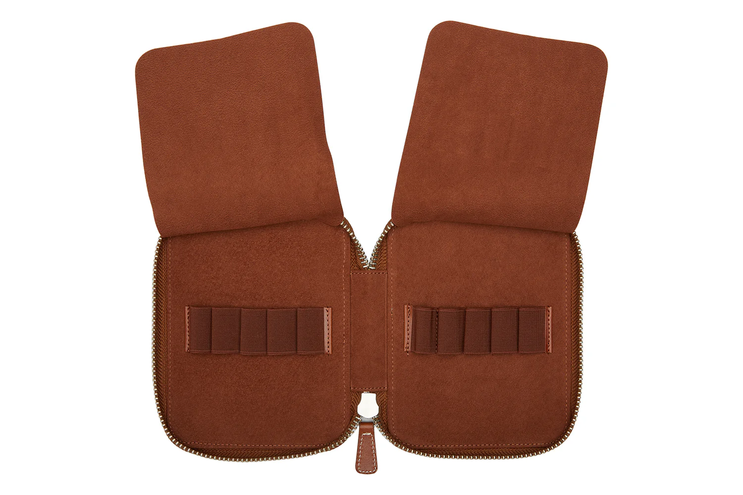 Galen Leather Zippered 10 Slot Pen Case - Brown - Image 4
