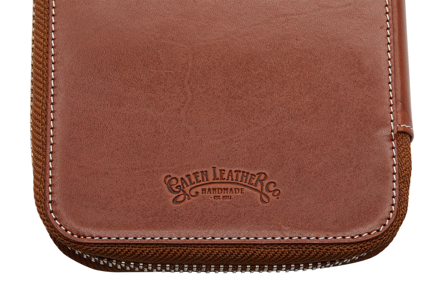 Galen Leather Zippered 10 Slot Pen Case - Brown - Image 5