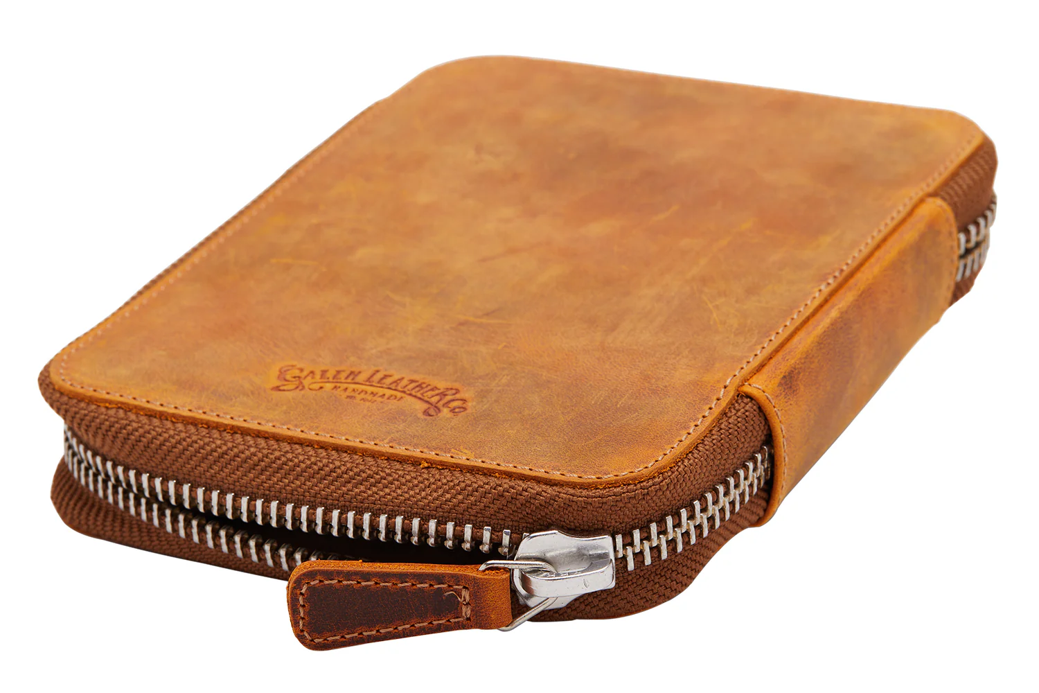Galen Leather Zippered 10 Slot Pen Case - Crazy Horse Brown - Image 2