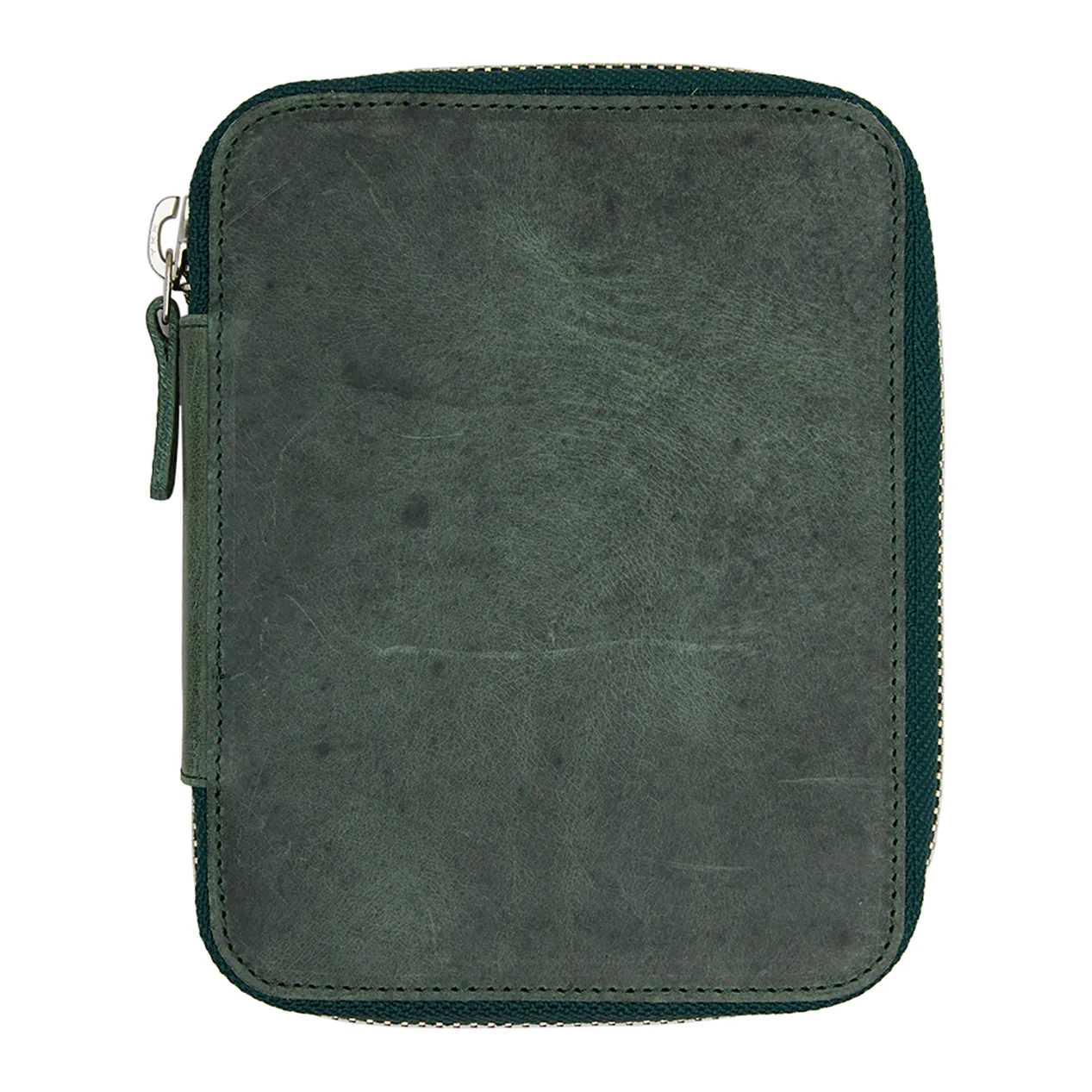 Galen Leather Zippered 10 Slot Pen Case - Crazy Horse Forest Green