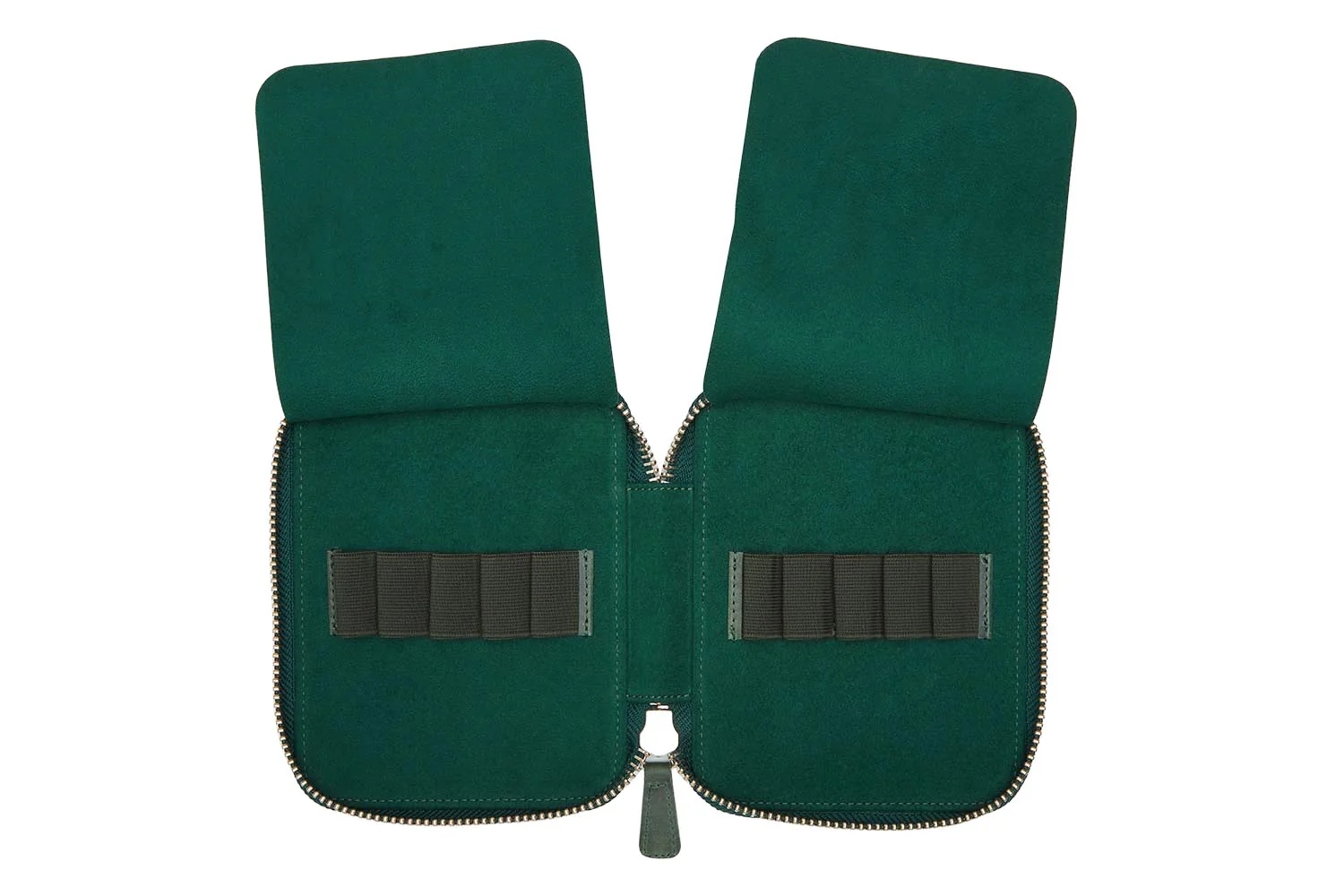 Galen Leather Zippered 10 Slot Pen Case - Crazy Horse Forest Green - Image 4
