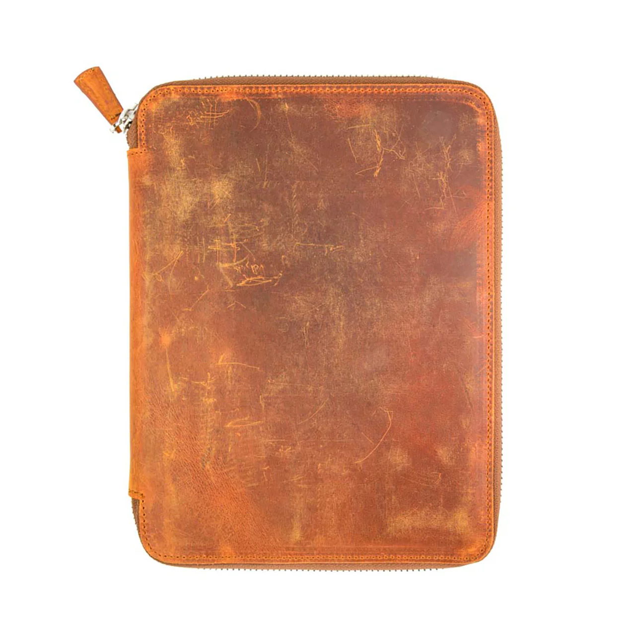 Galen Leather Zippered A5 Notebook Folio - Crazy Horse Brown