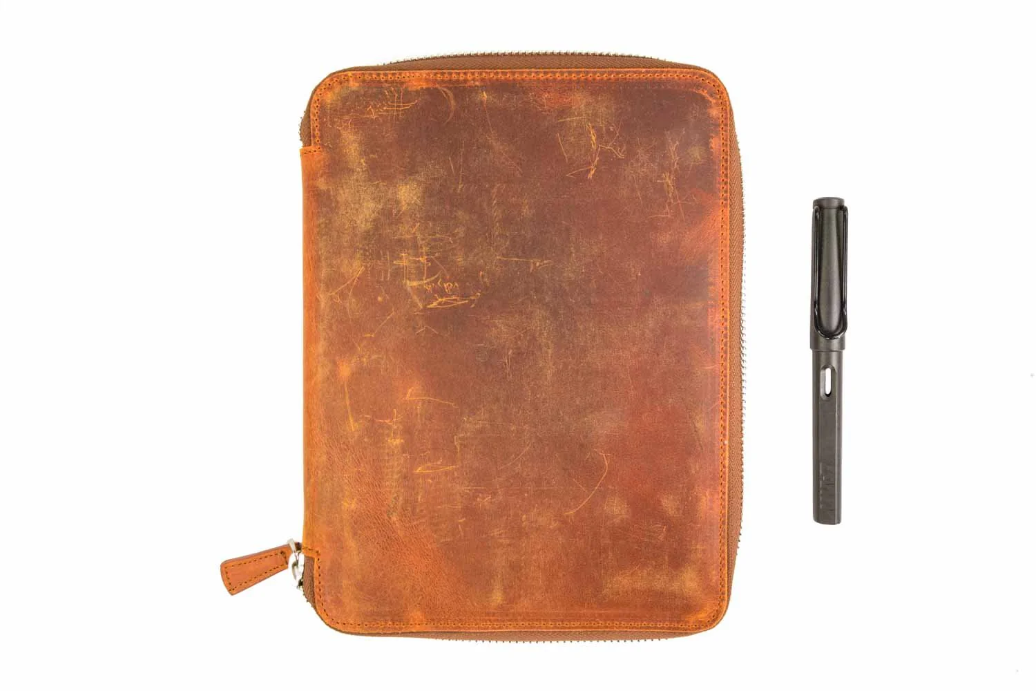 Galen Leather Zippered A5 Notebook Folio - Crazy Horse Brown - Image 2