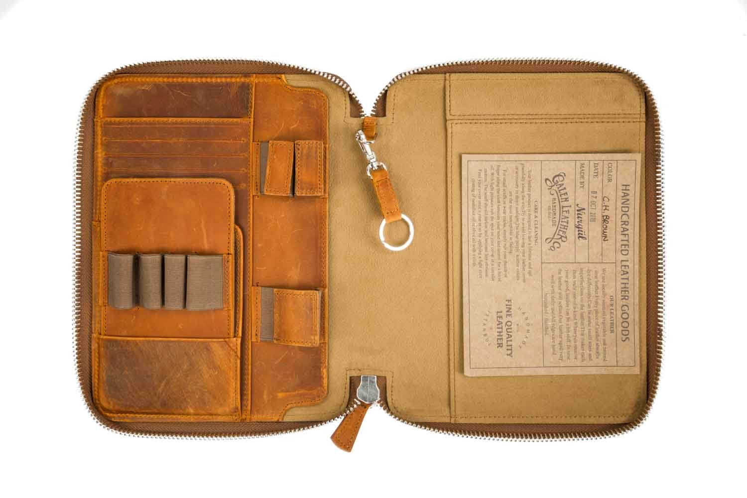 Galen Leather Zippered A5 Notebook Folio - Crazy Horse Brown - Image 3