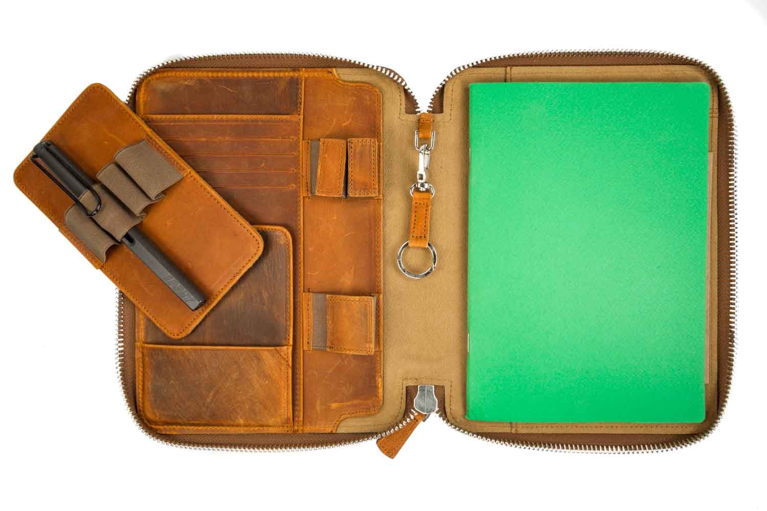 Galen Leather Zippered A5 Notebook Folio - Crazy Horse Brown - Image 4