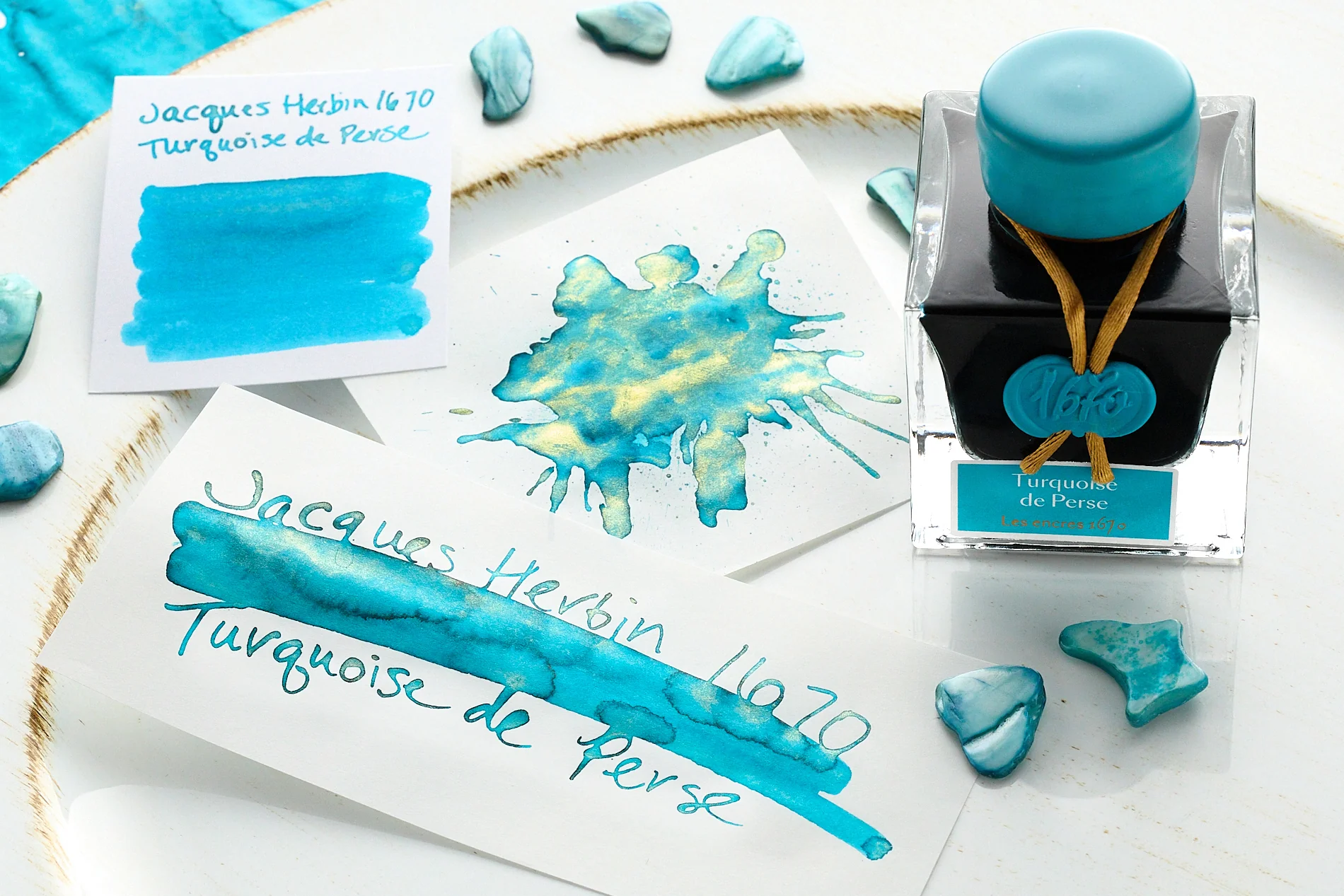 Jacques Herbin 1670 Turquoise de Perse - 50ml Bottled Ink - Image 4