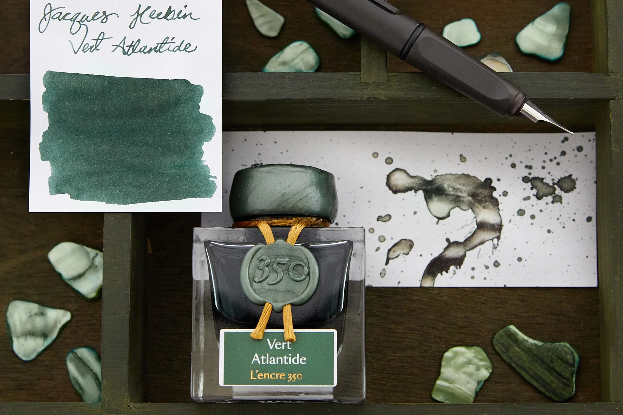 Jacques Herbin 350 Vert Atlantide - Ink Sample - Image 3