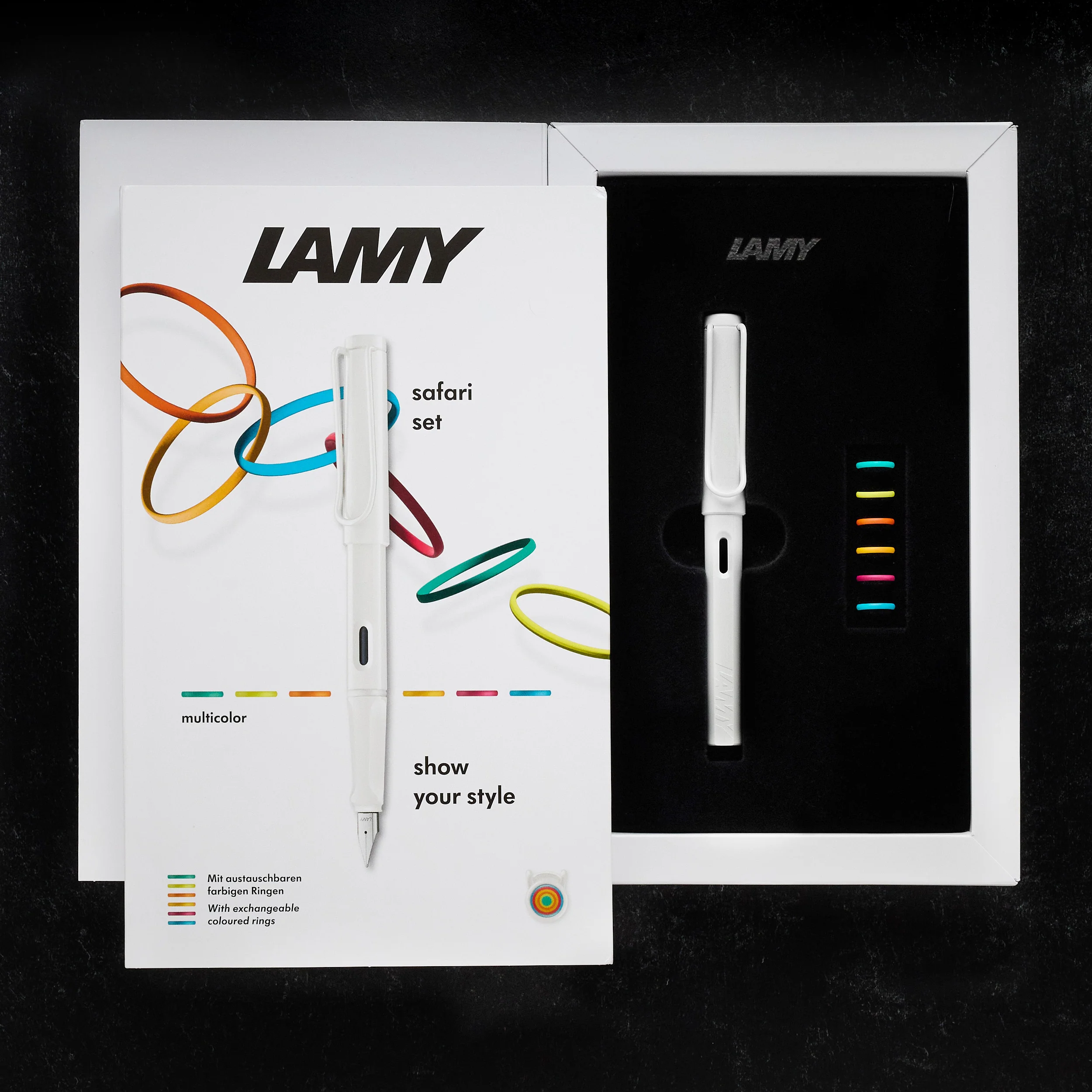 LAMY safari Fountain Pen - all white-multi ring set (Special Edition) - Image 5