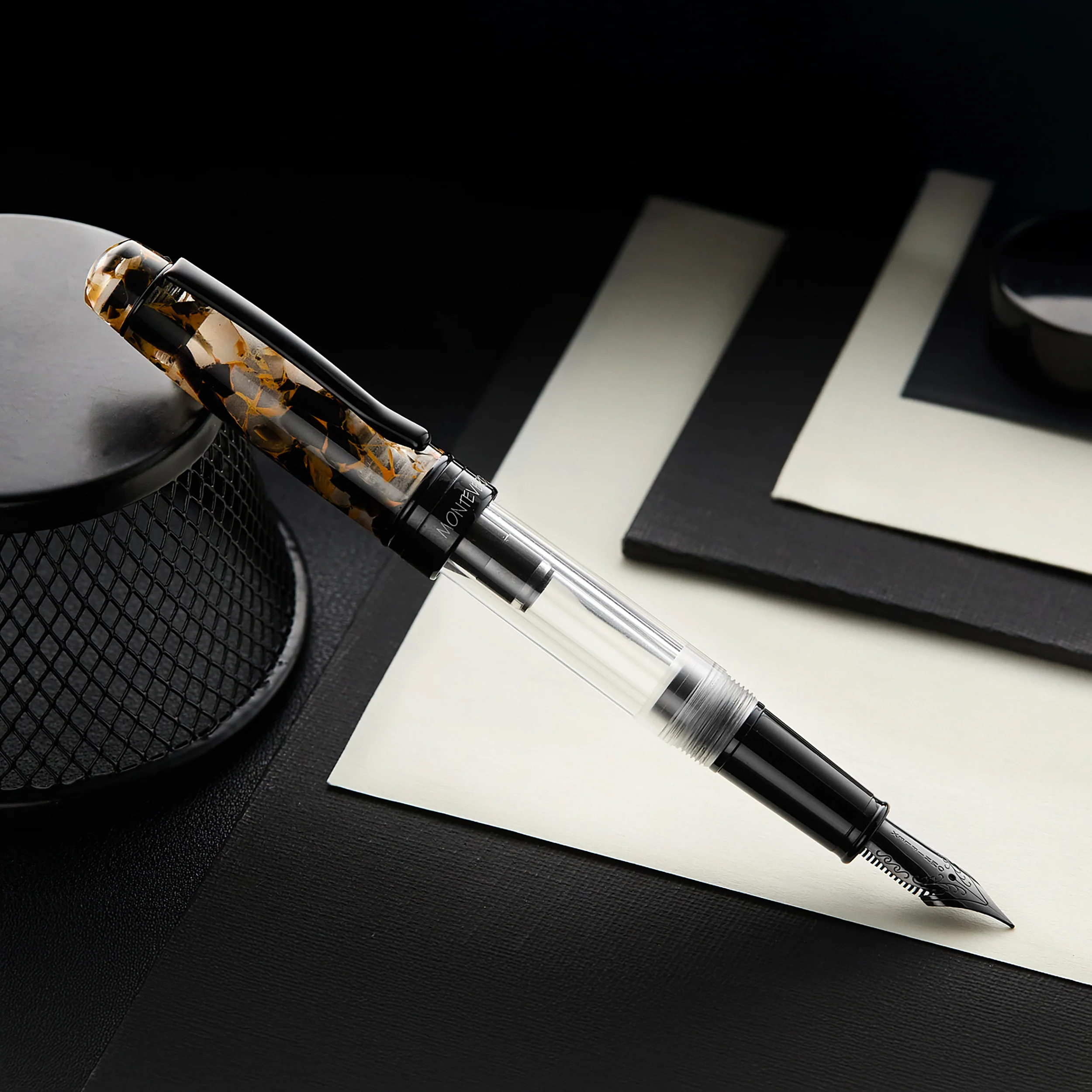 Monteverde Prima Piston Fountain Pen - Orange Marble (Special Edition)