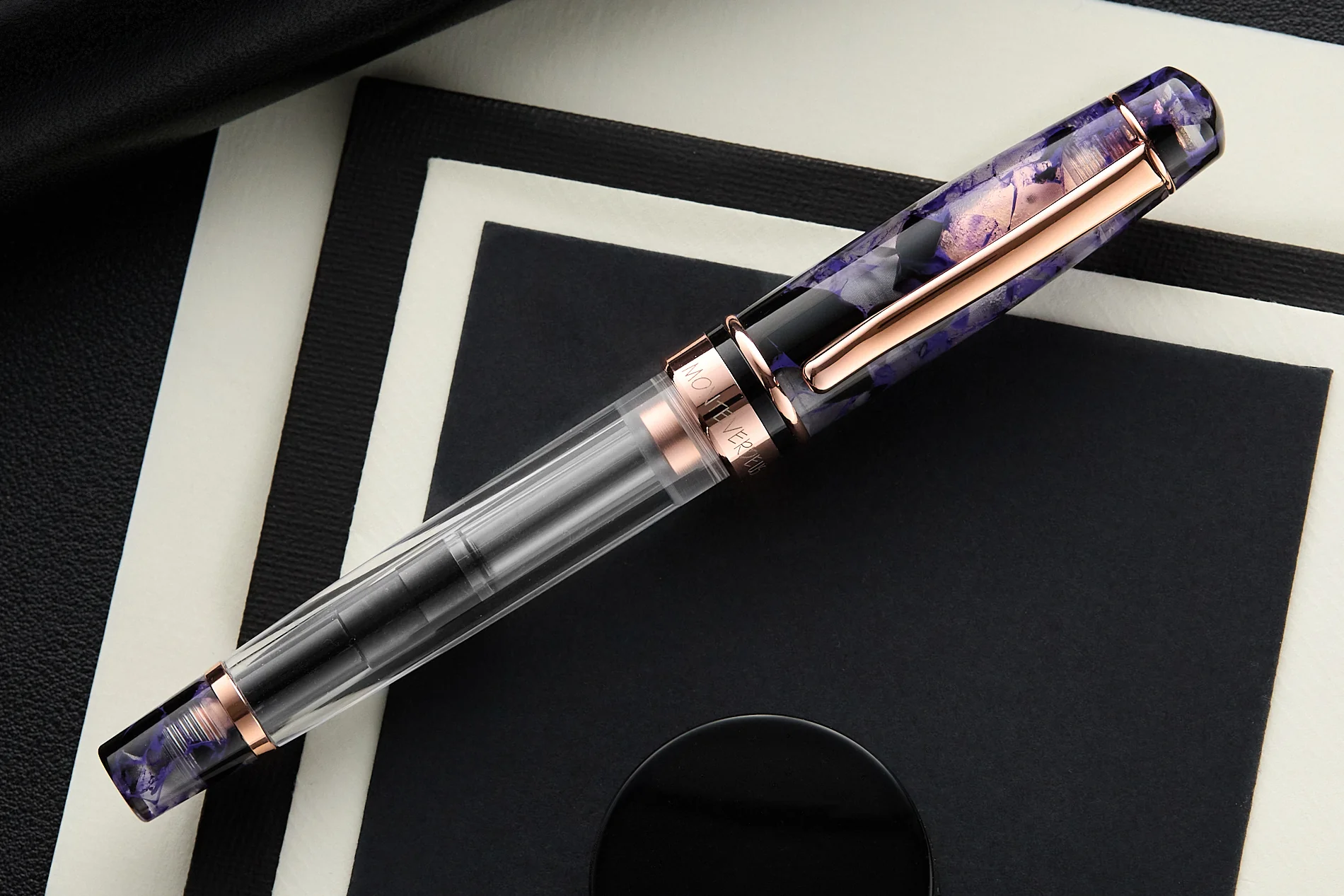 Monteverde Prima Piston Fountain Pen - Purple Marble (Special Edition) - Image 3