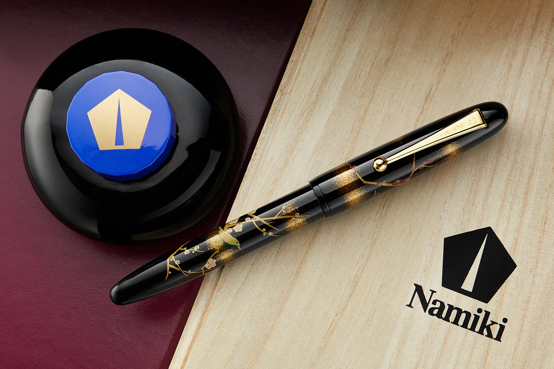 Namiki Yukari Maki-e Fountain Pen - Apricot Tree and Warbler - Image 3