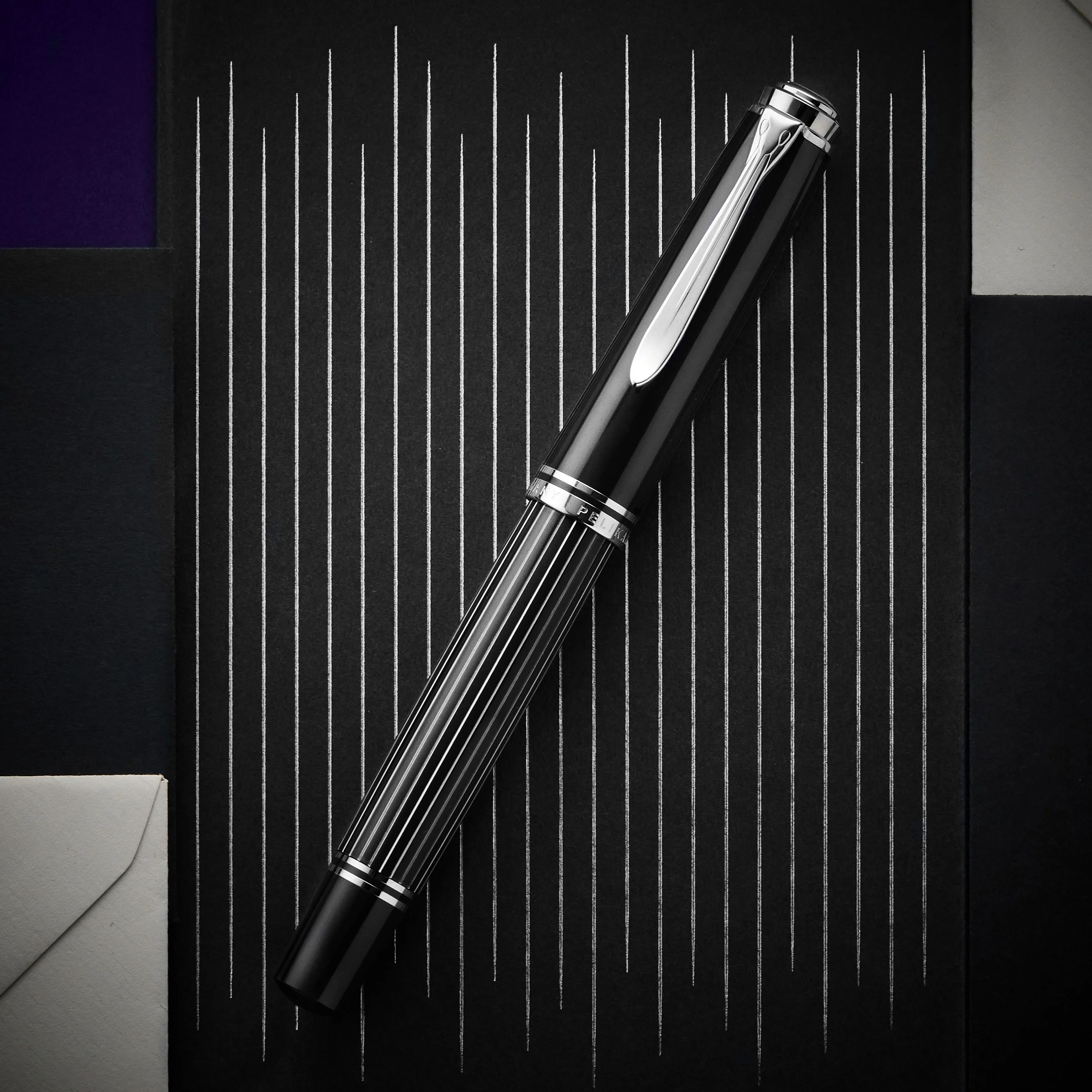 Pelikan M815 Fountain Pen - Metal Striped Black (Special Edition) - Image 3
