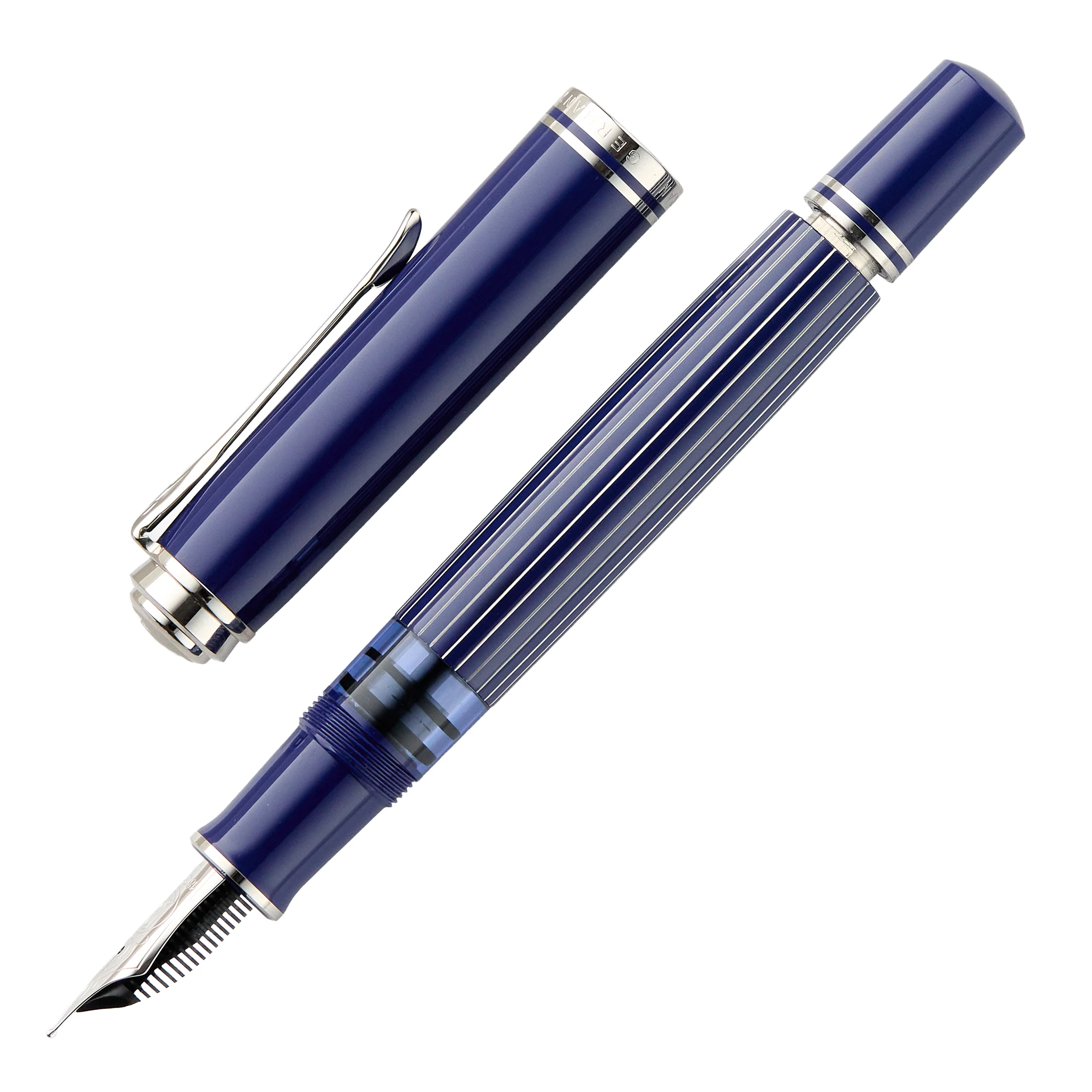 Pelikan M815 Fountain Pen - Metal Striped Blue (Special Edition) - Image 3
