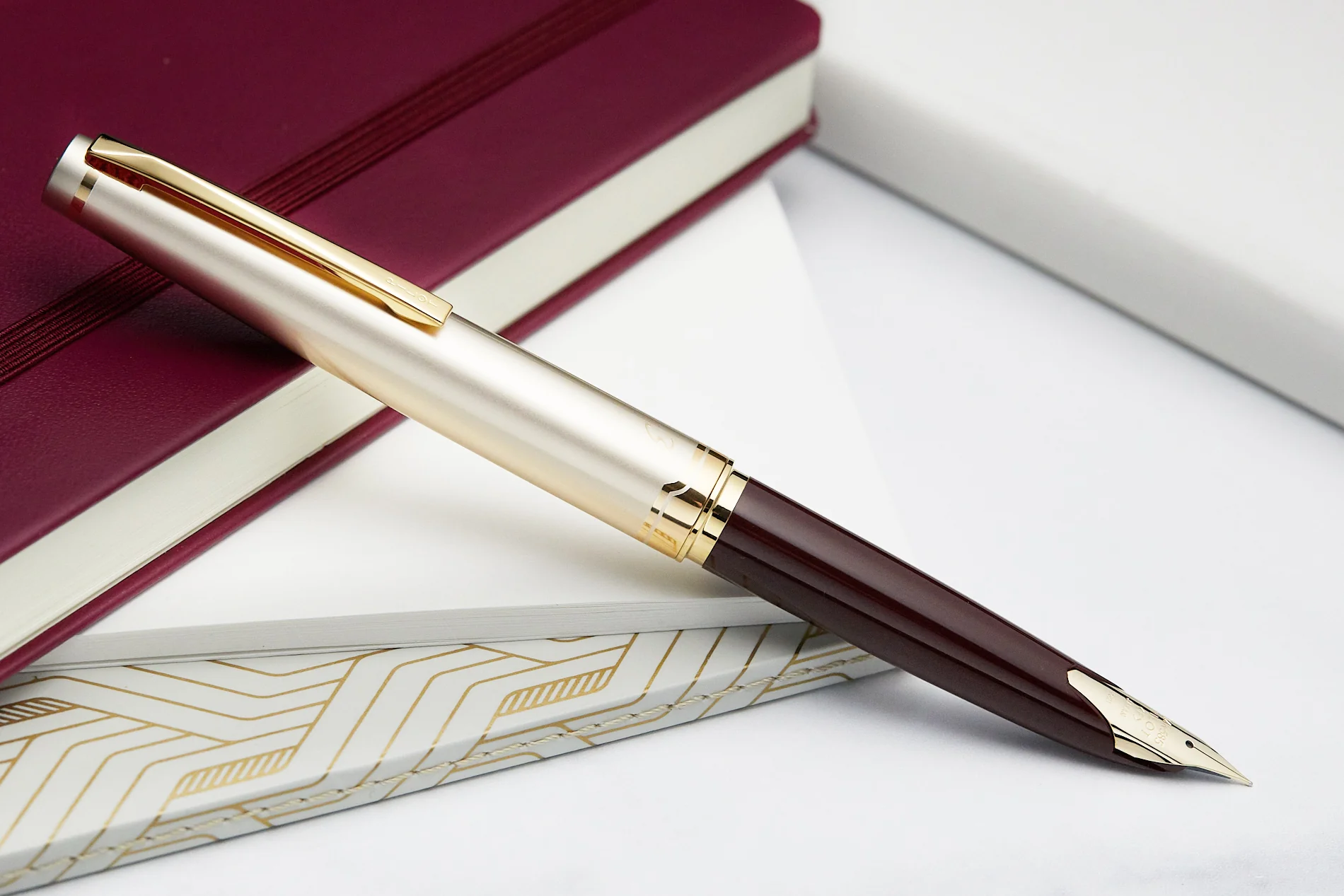 Pilot E95s Fountain Pen - Burgundy/Ivory - Image 8