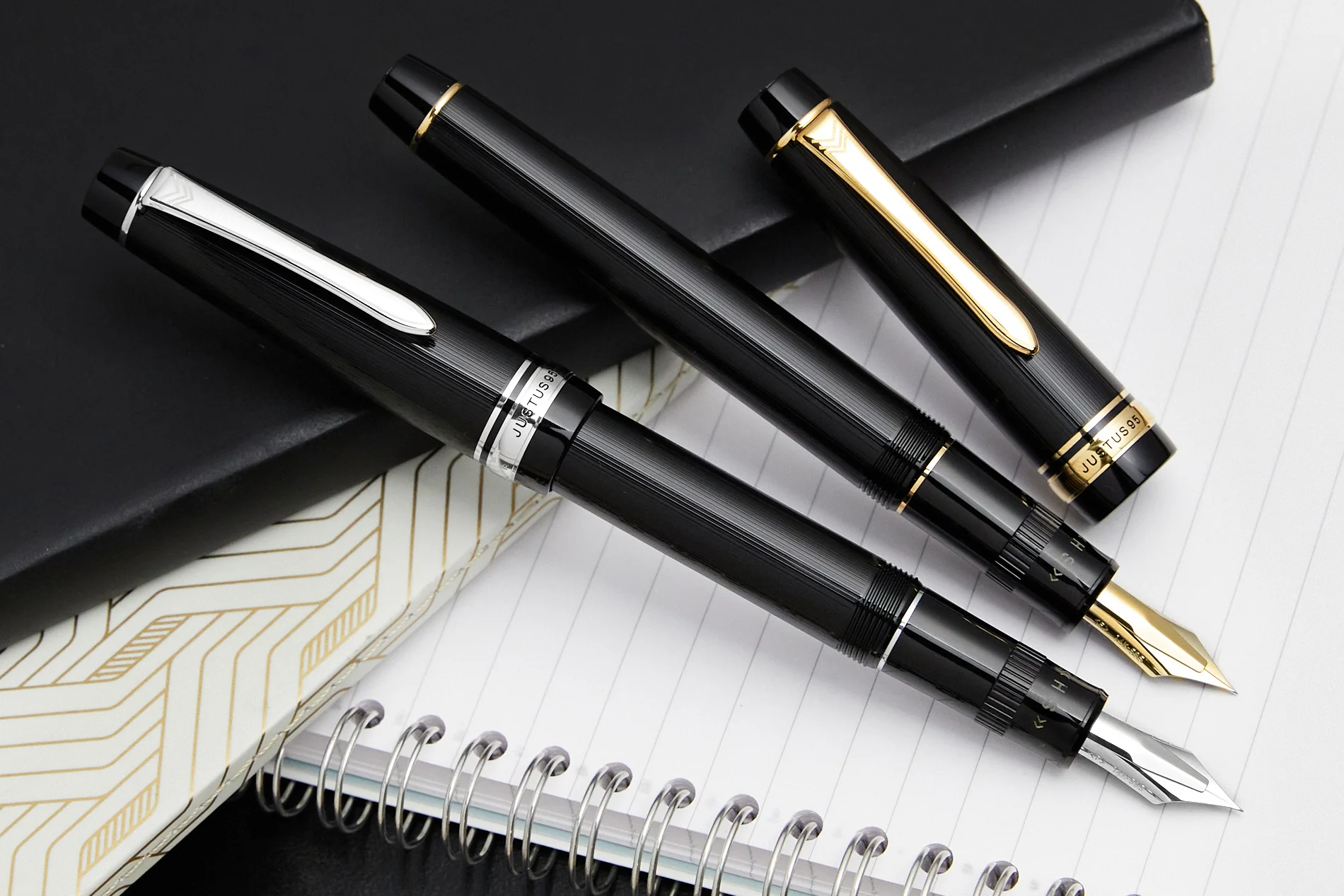 Pilot Justus 95 Fountain Pen - Black/Rhodium - Image 13
