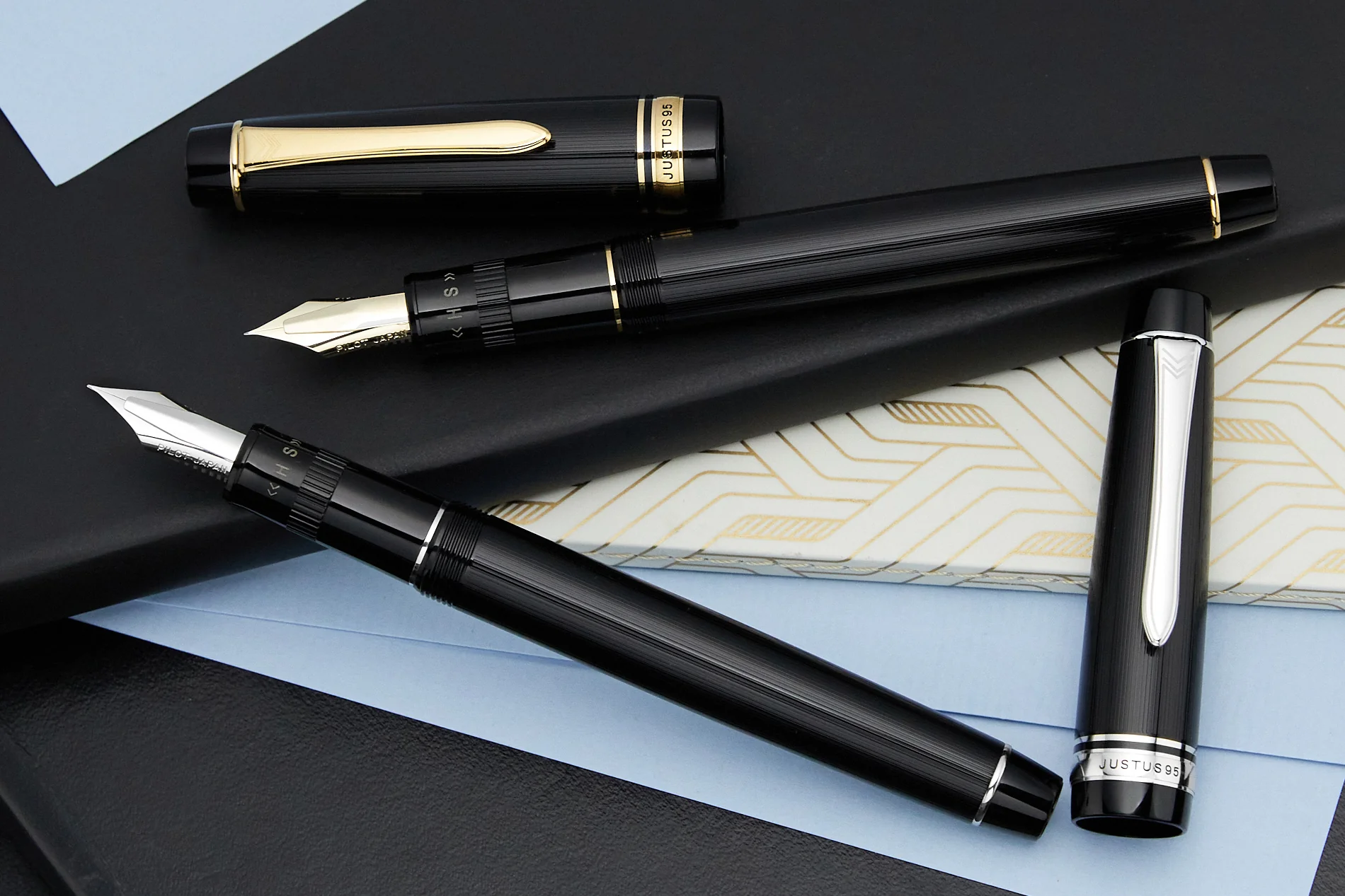 Pilot Justus 95 Fountain Pen - Black/Rhodium - Image 14