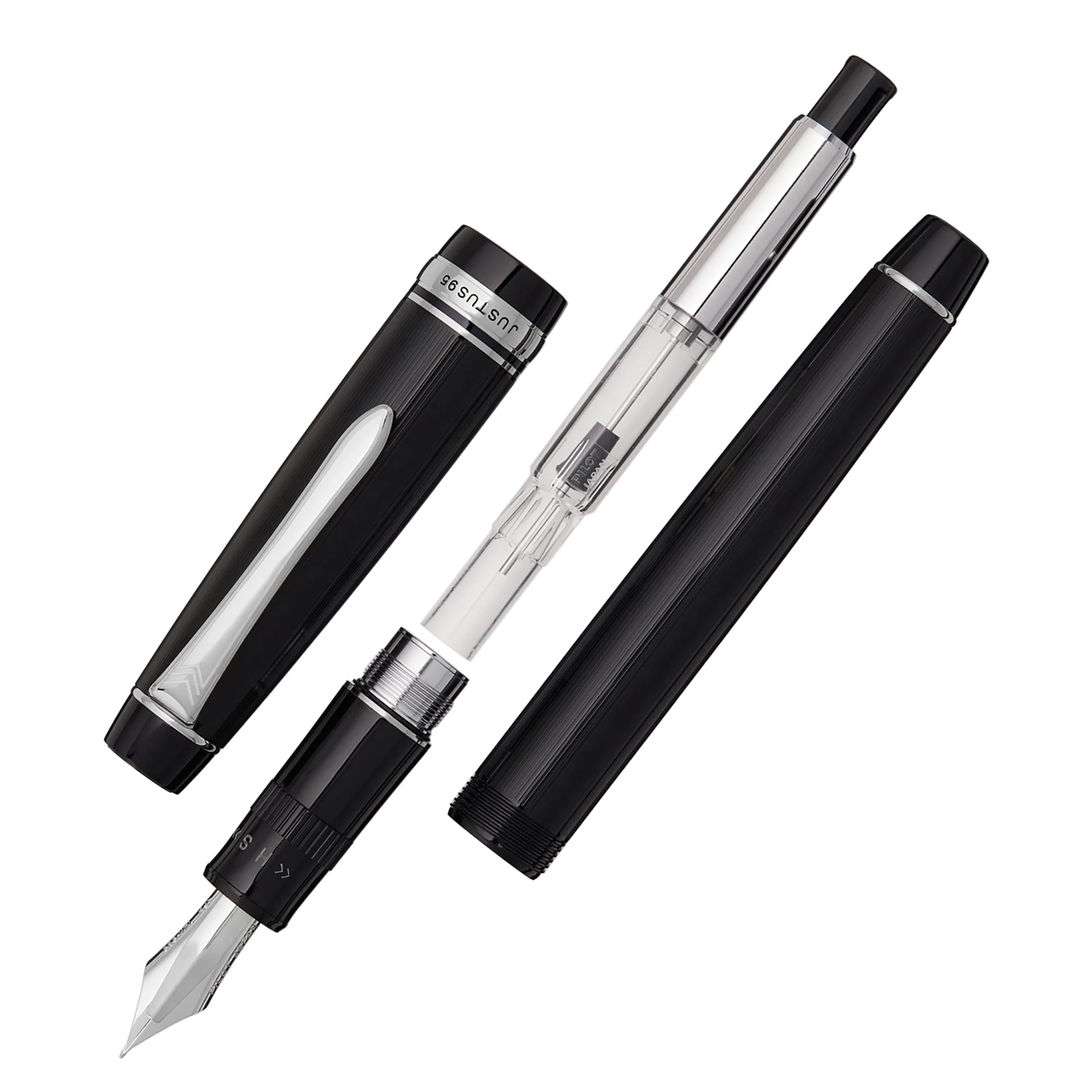 Pilot Justus 95 Fountain Pen - Black/Rhodium - Image 3