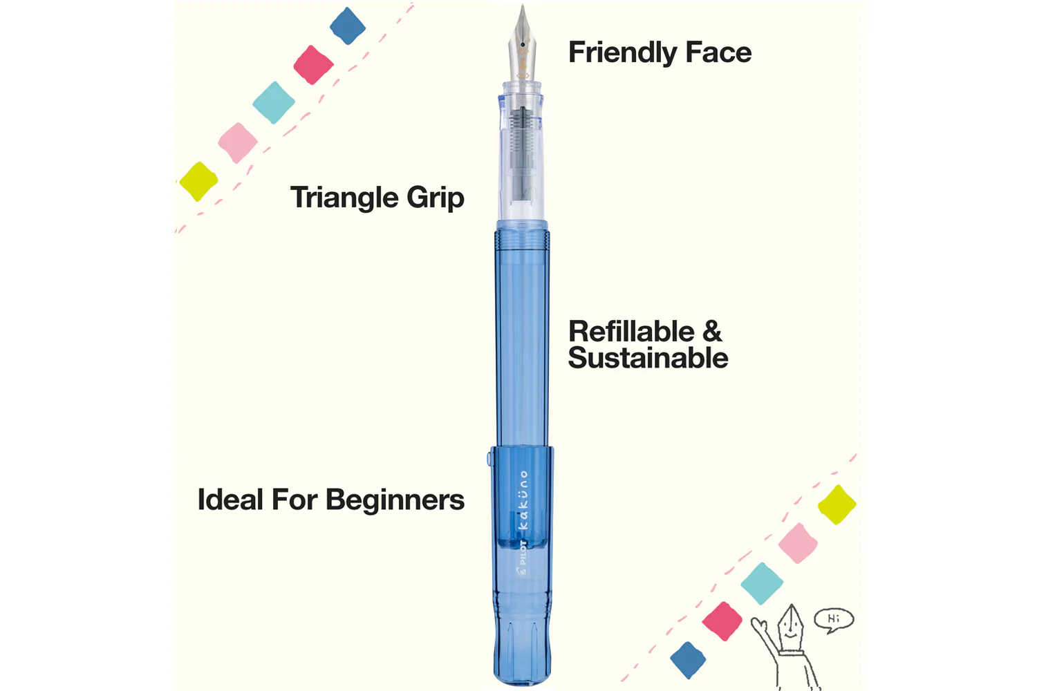 Pilot Kakuno Fountain Pen - Translucent Blue - Image 12