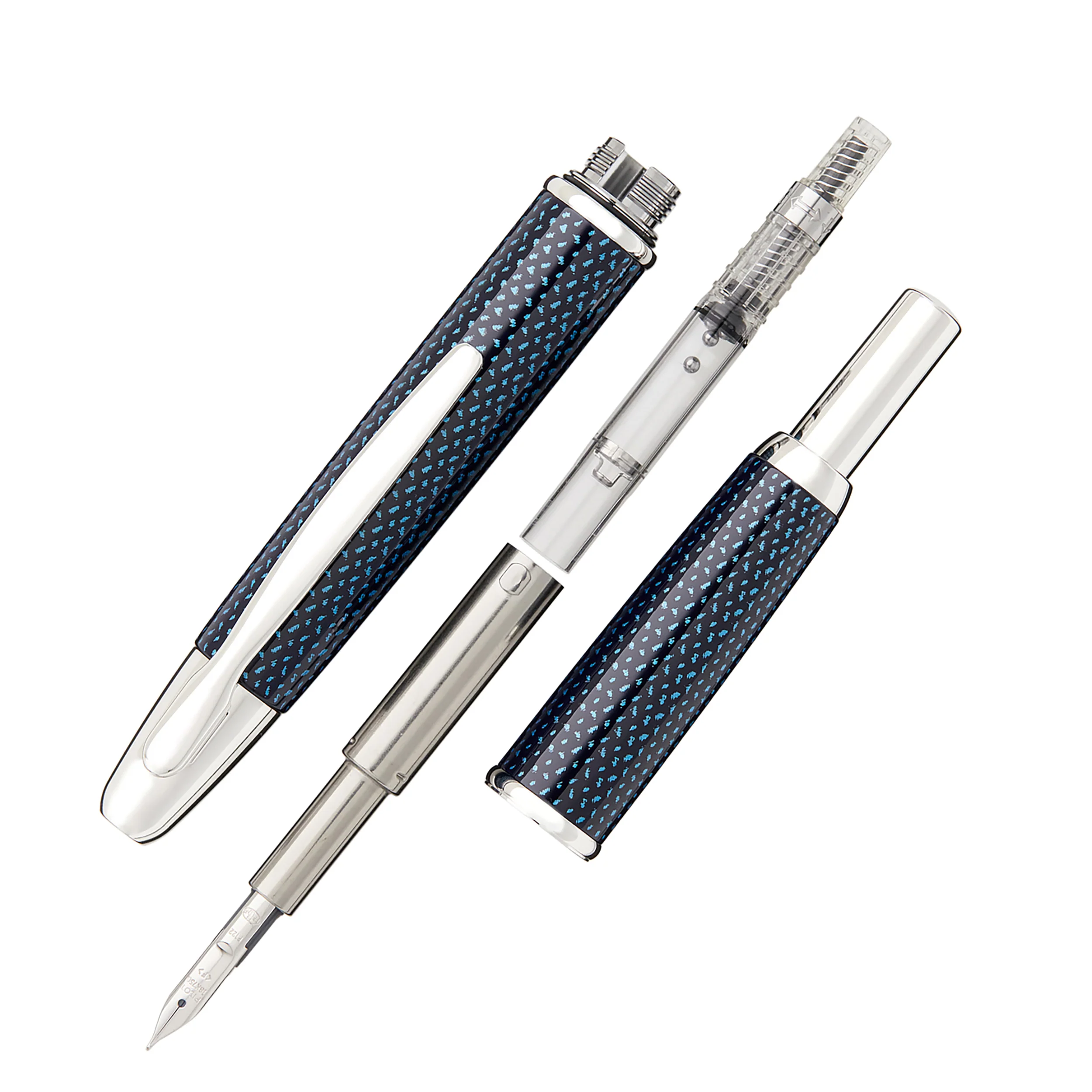 Pilot Vanishing Point Fountain Pen - Blue Carbonesque - Image 3