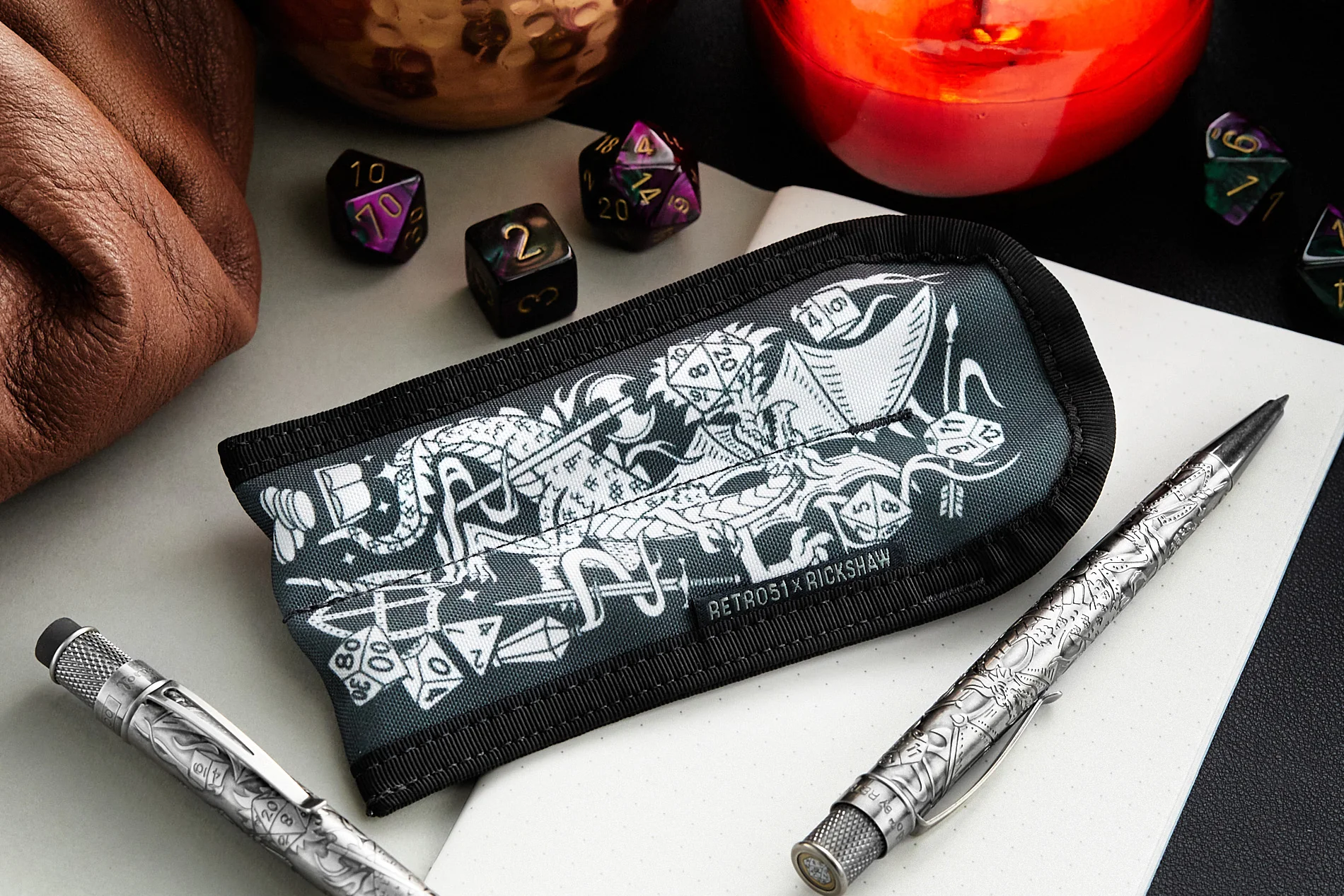 Retro 51 x Rickshaw Bagworks 2 Pen Coozy - Fire & Dice - Image 2
