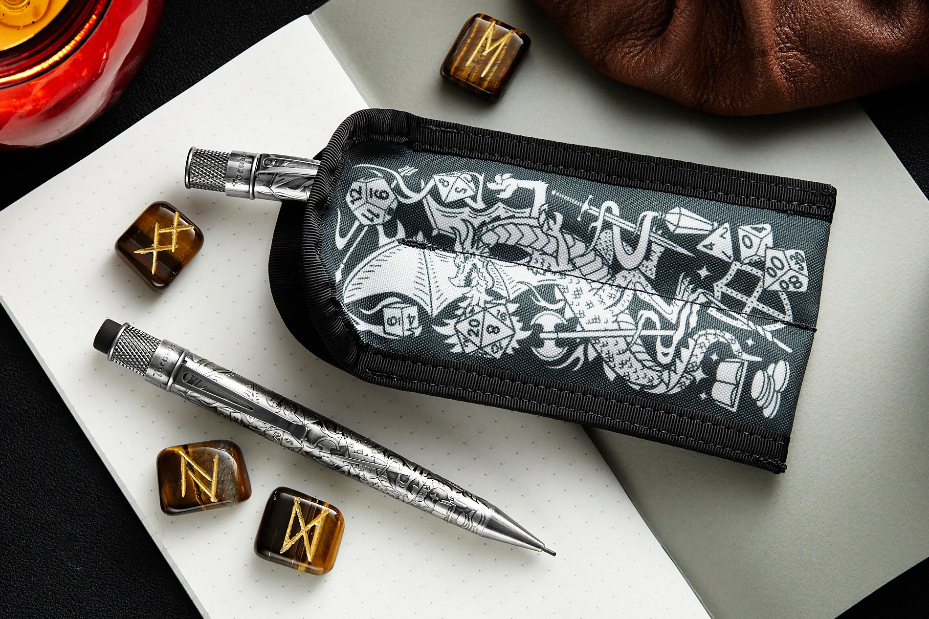 Retro 51 x Rickshaw Bagworks 2 Pen Coozy - Fire & Dice - Image 3