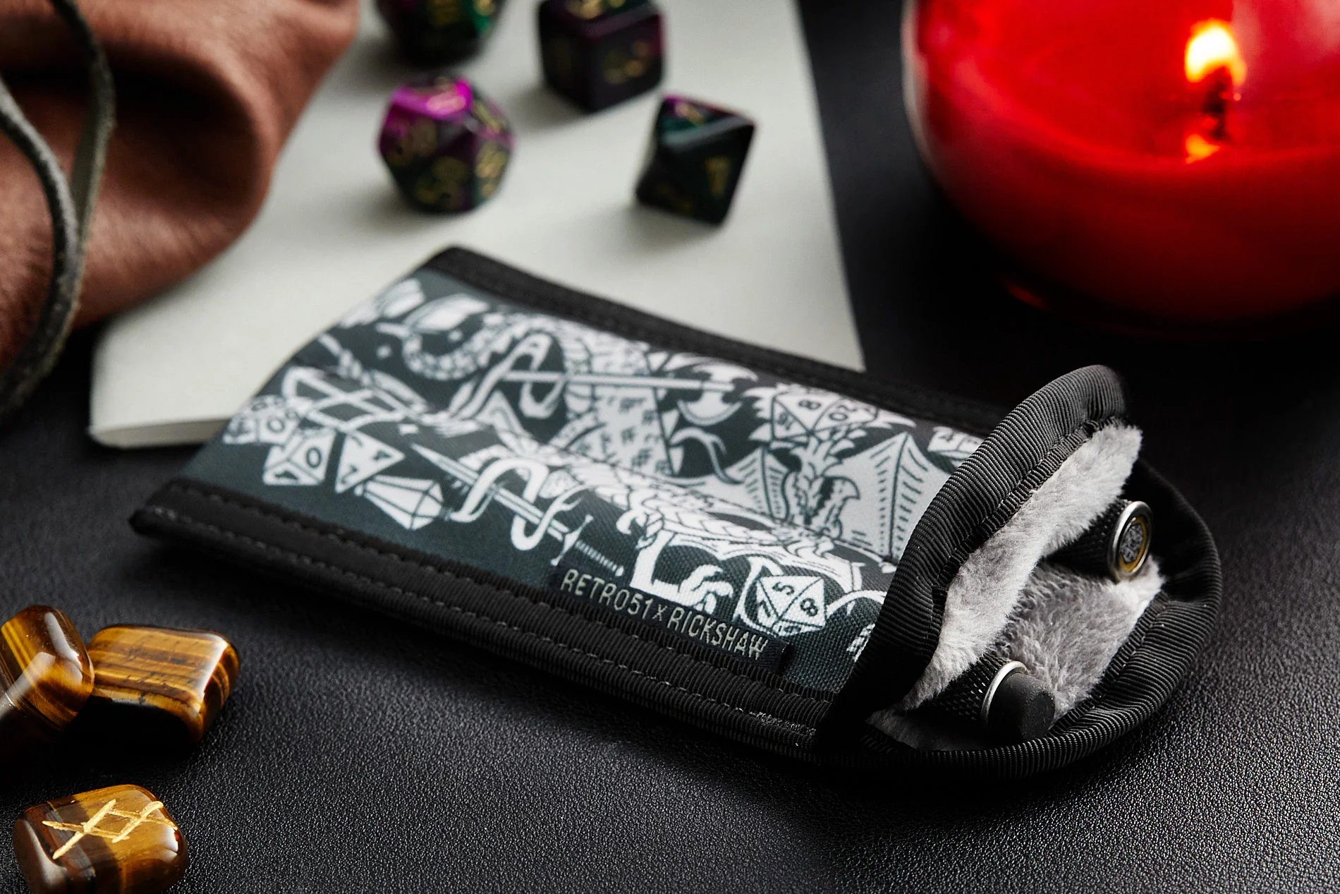 Retro 51 x Rickshaw Bagworks 2 Pen Coozy - Fire & Dice - Image 4