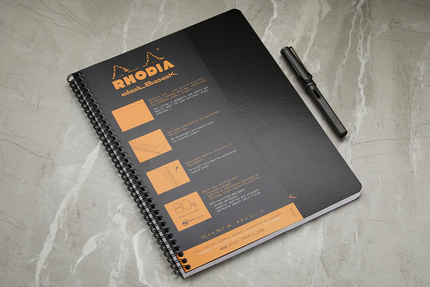 Rhodia Classic Wirebound Notebook - Black, Dot Grid (8.86 x 11.69) - Image 2