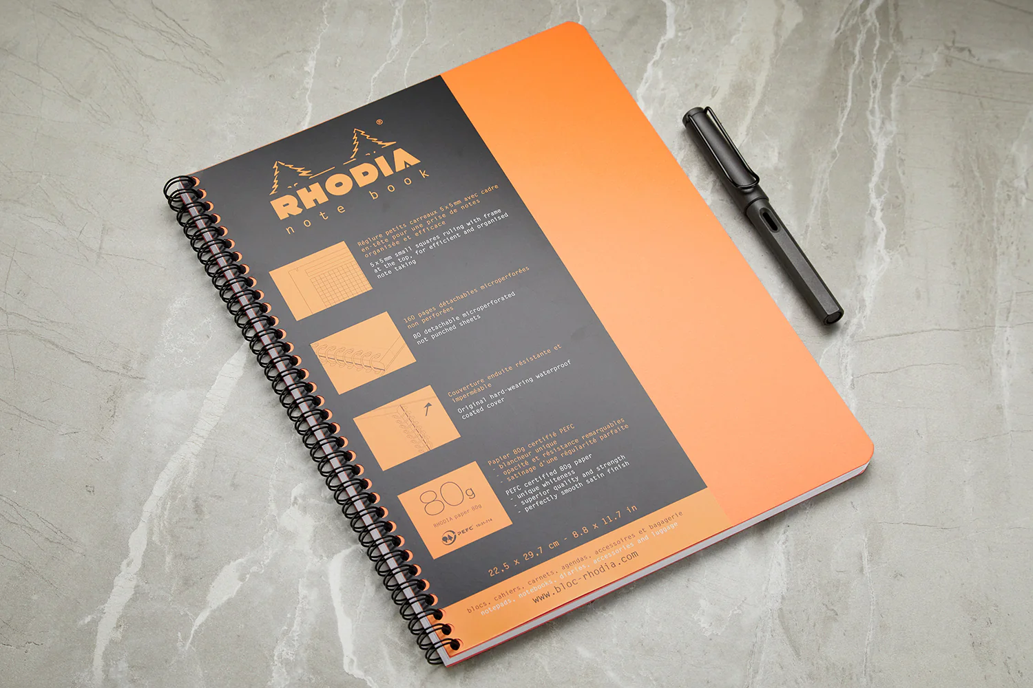 Rhodia Classic Wirebound Notebook - Orange, Graph (8.86 x 11.69) - Image 4