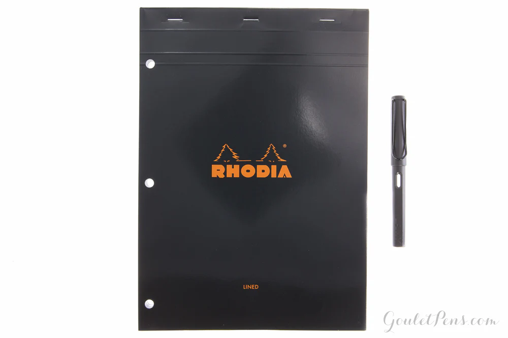 Rhodia No. 18 A4 Notepad - Black, Lined with 3-Hole Punch - Image 3