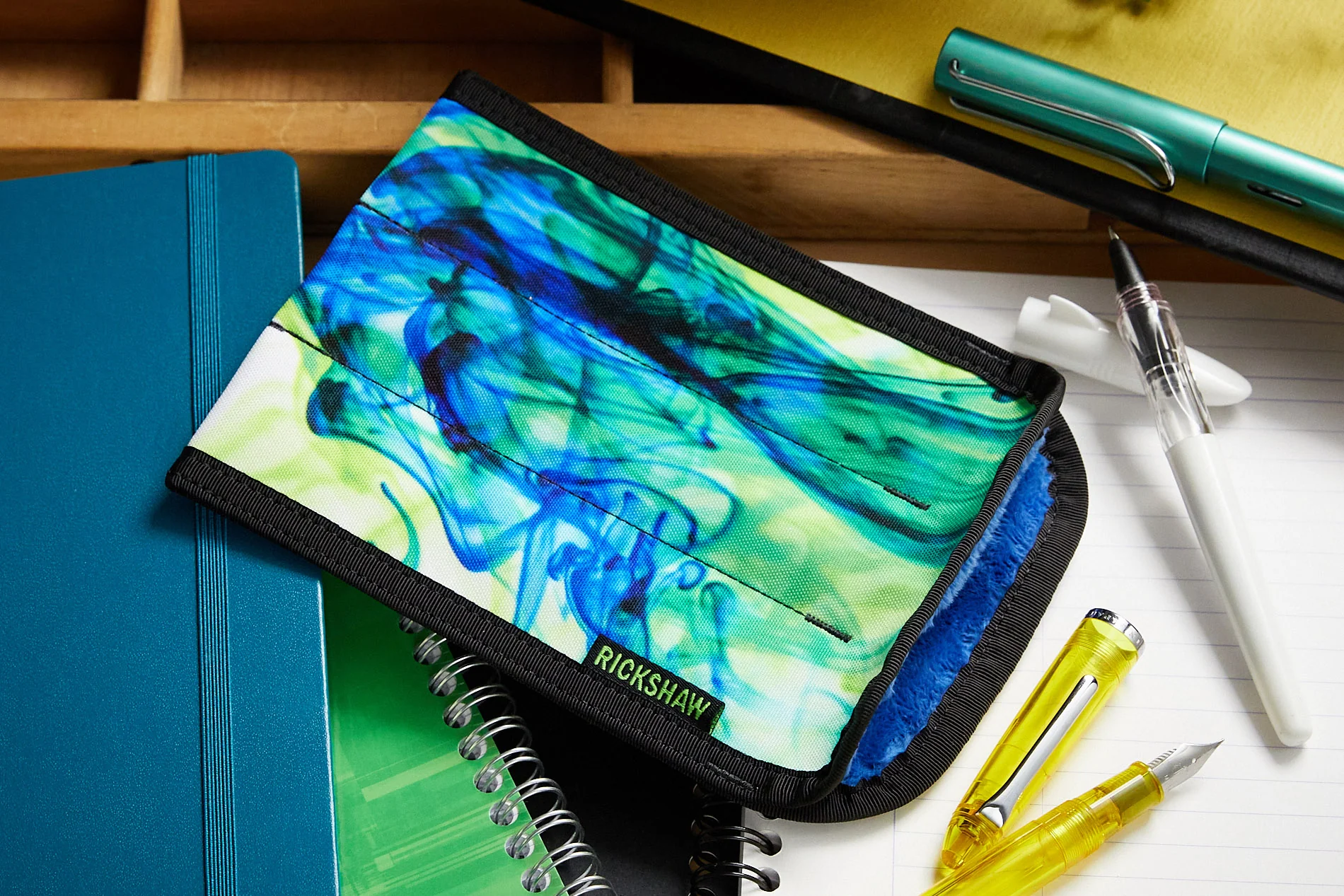 Rickshaw Bagworks 3 Pen Long Coozy - Inky Blue-Green - Image 3
