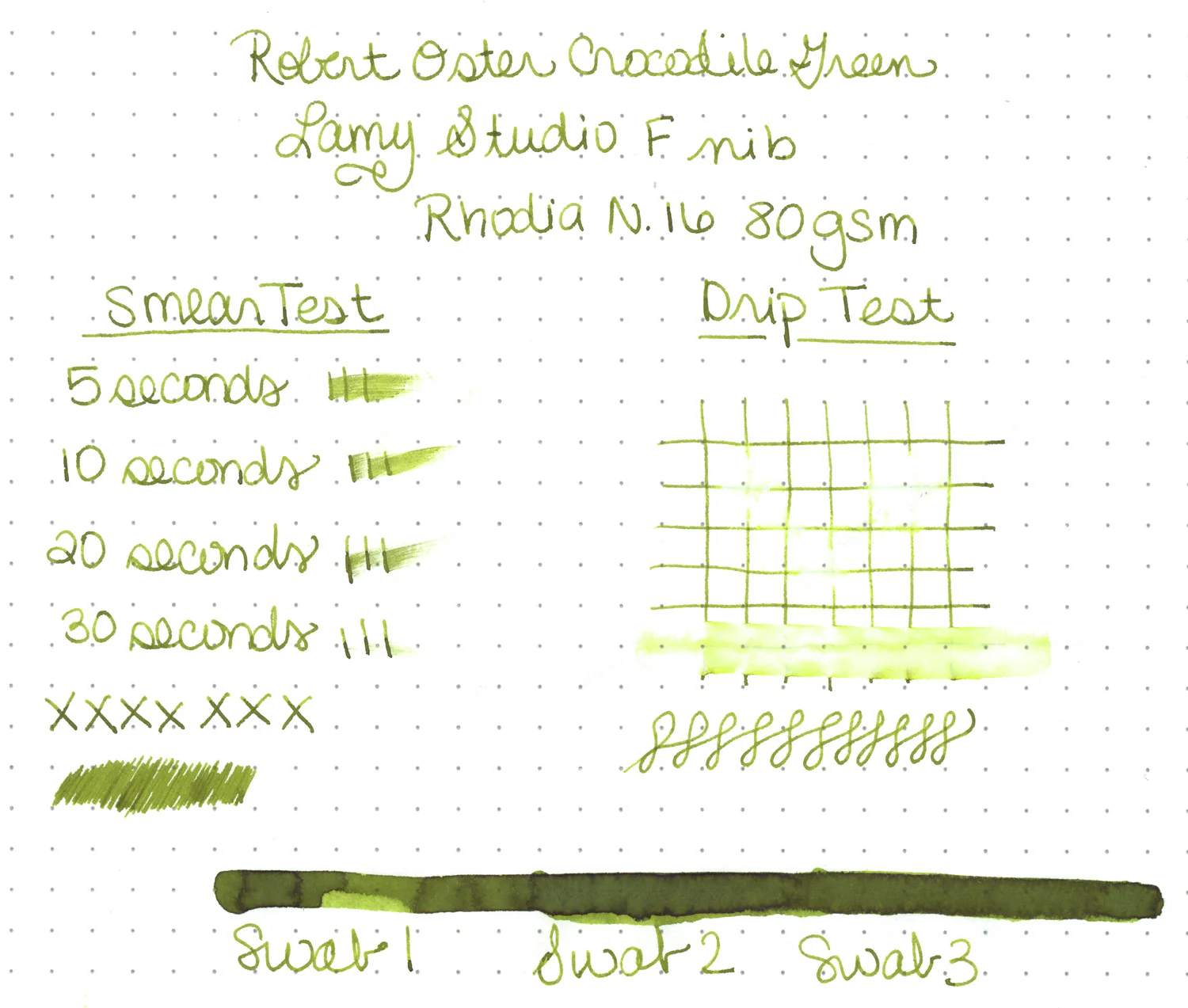 Robert Oster Crocodile Green - Ink Sample - Image 2