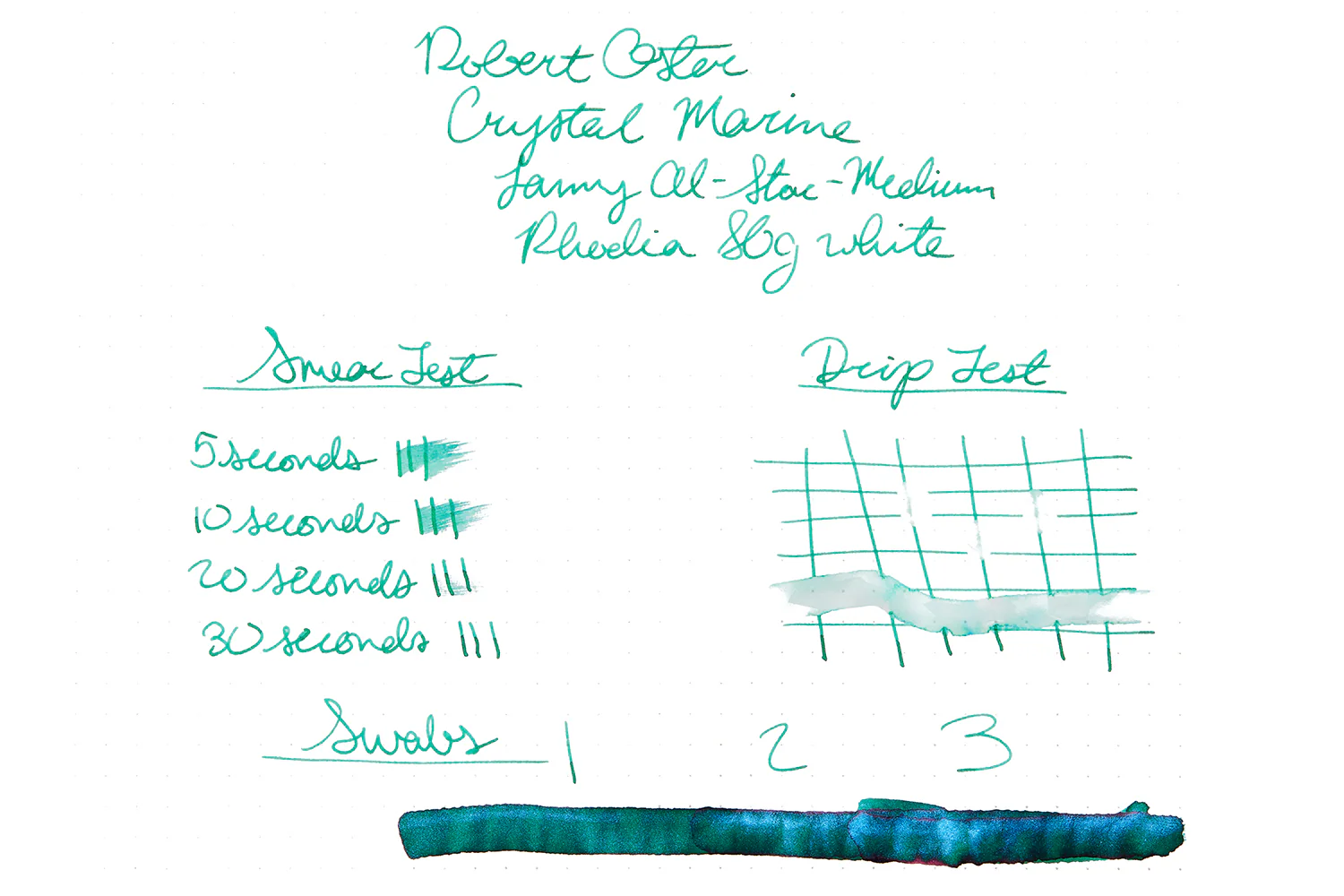 Robert Oster Crystal Marine - Ink Sample - Image 6