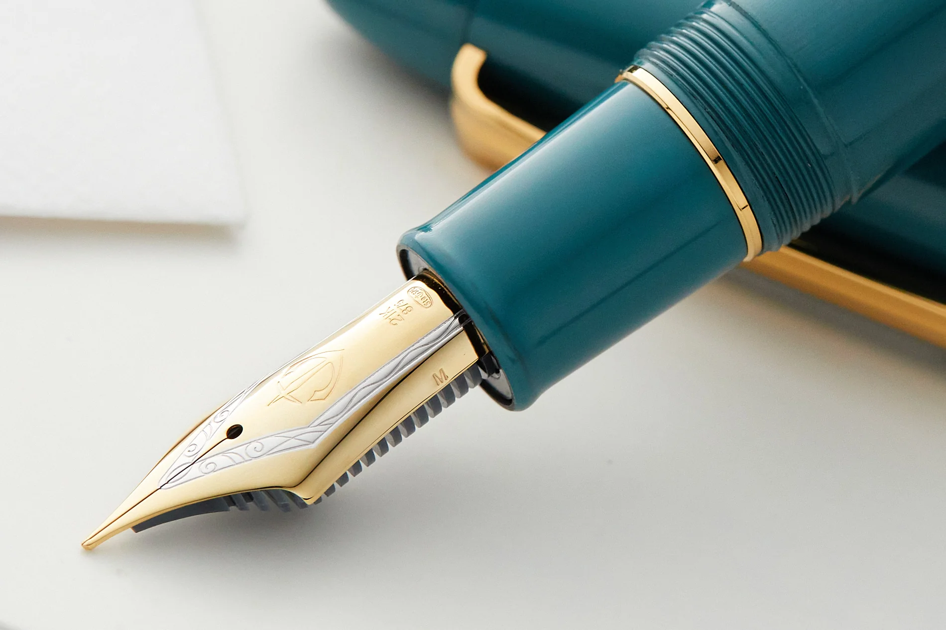Sailor 1911 King of Pens Color Urushi Ebonite Fountain Pen - Teal Blue - Image 4