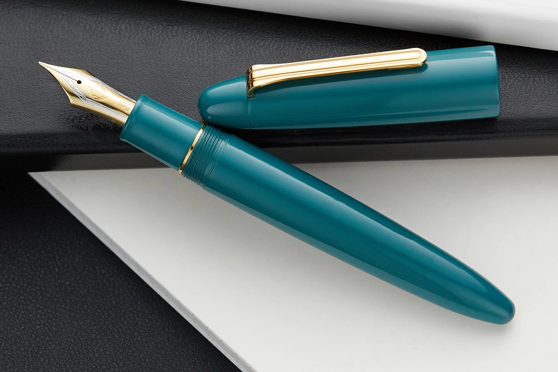 Sailor 1911 King of Pens Color Urushi Ebonite Fountain Pen - Teal Blue - Image 5