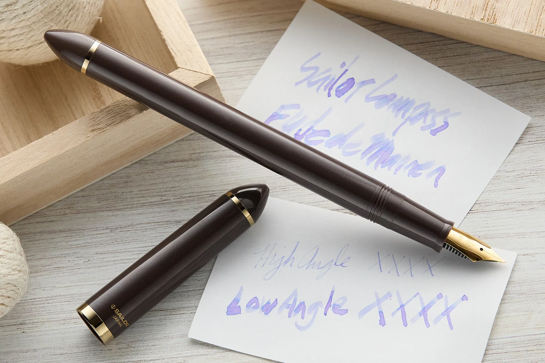 Sailor Compass Fude De Mannen Fountain Pen - Pearl Brown, 40° - Image 8
