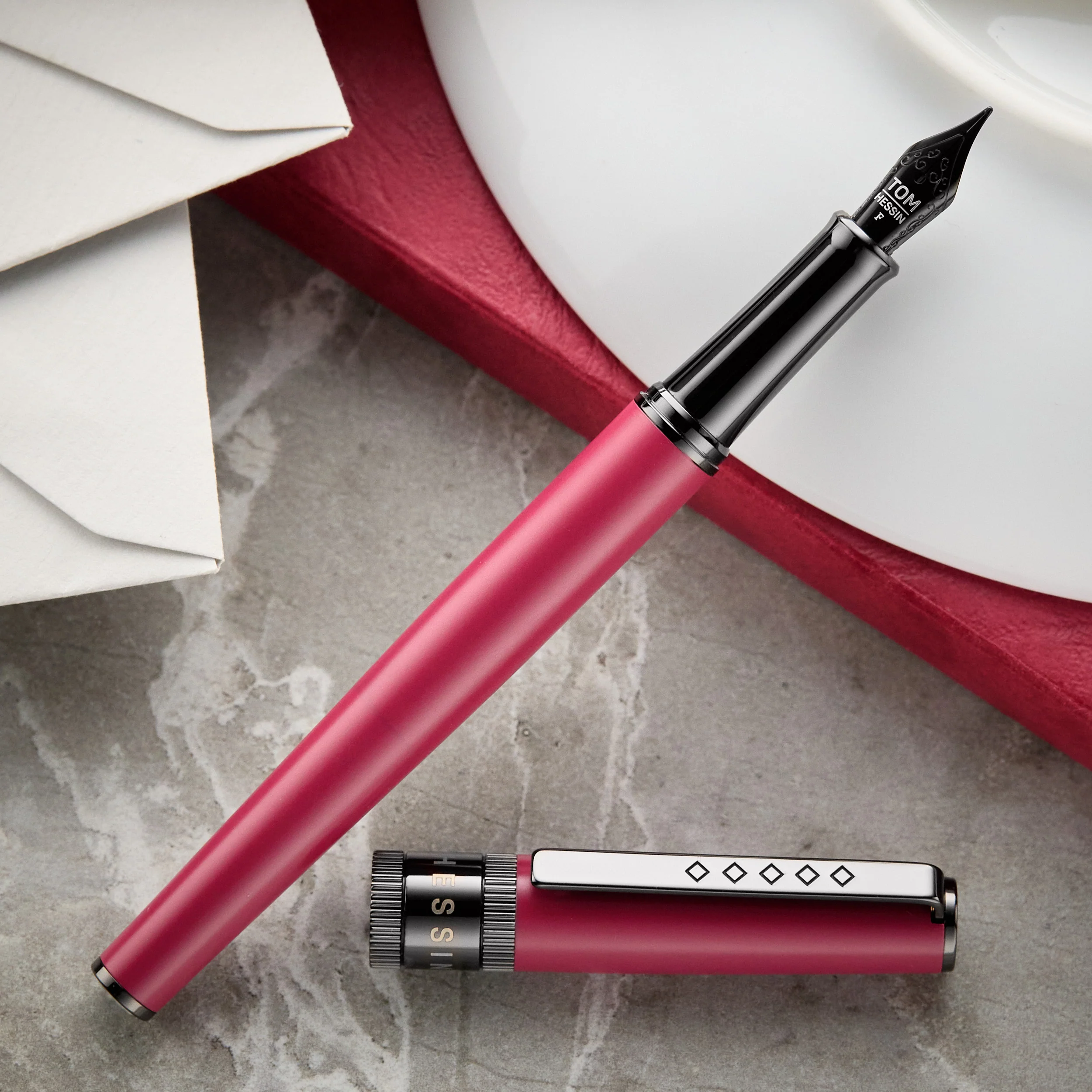 Tom Hessin Rebel Fountain Pen - Jewellers Rouge - Image 5