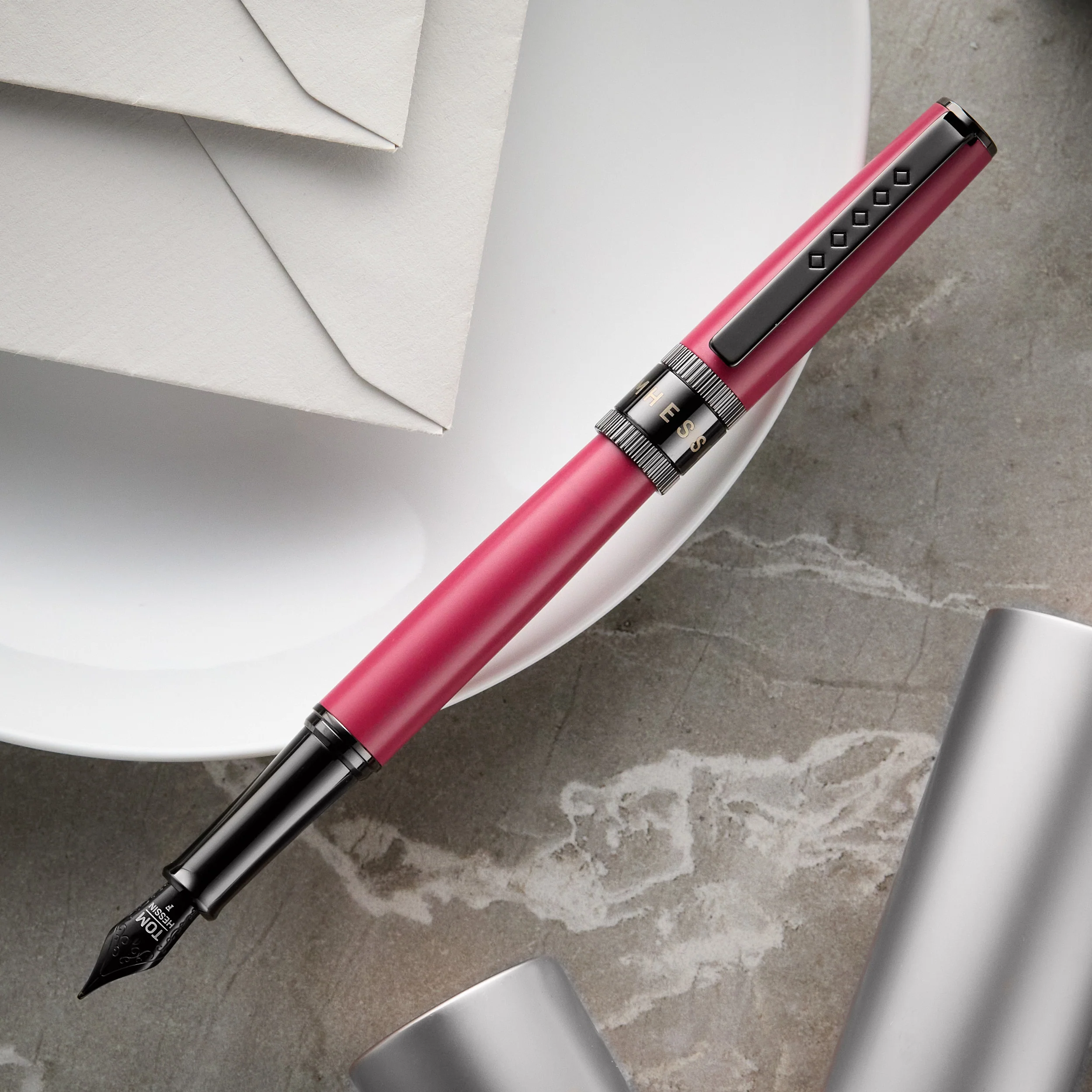 Tom Hessin Rebel Fountain Pen - Jewellers Rouge - Image 7