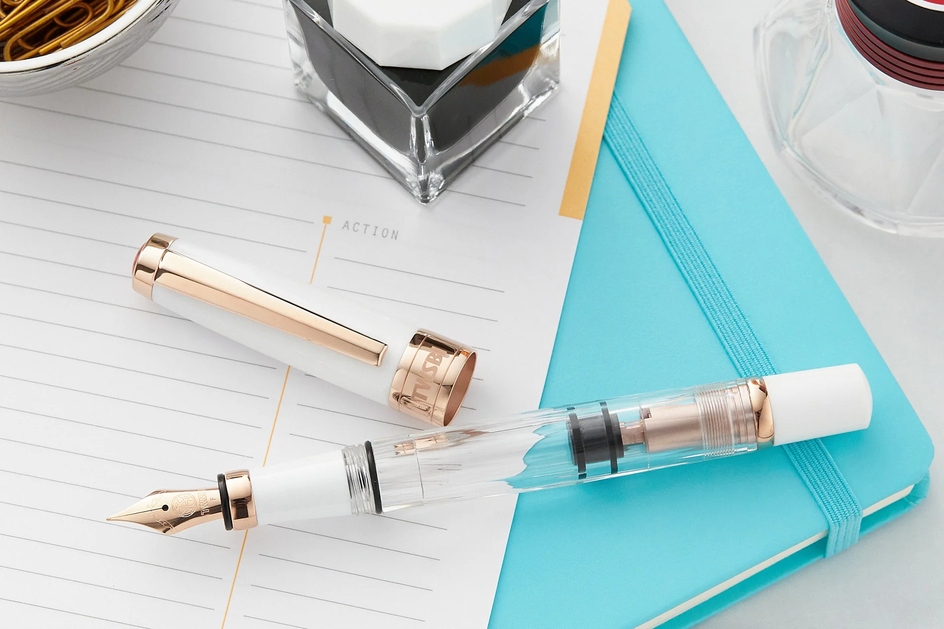 TWSBI Diamond 580 Fountain Pen - White RoseGold II - Image 9