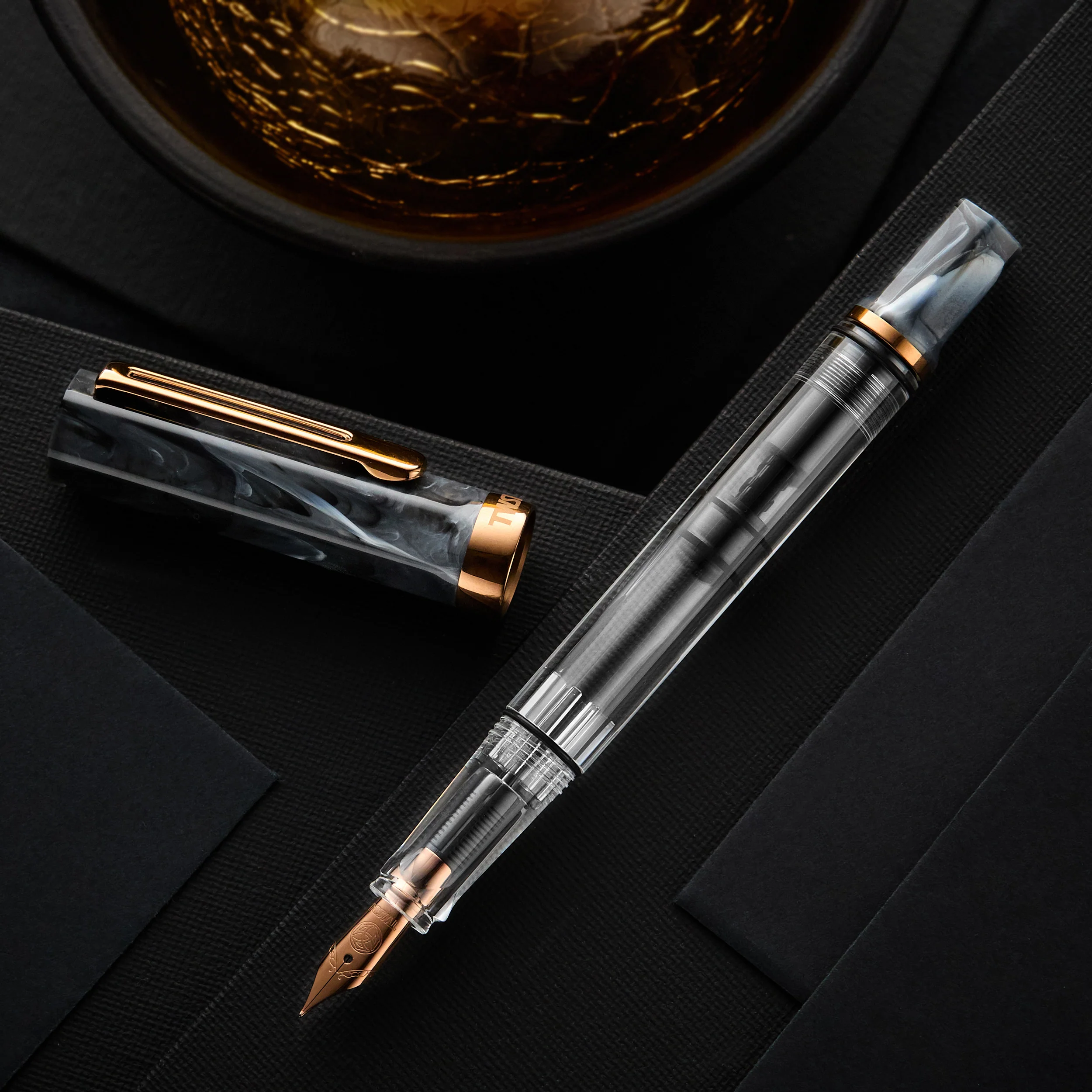 TWSBI ECO Fountain Pen - Black Marble w/ Bronze Trim - Image 6